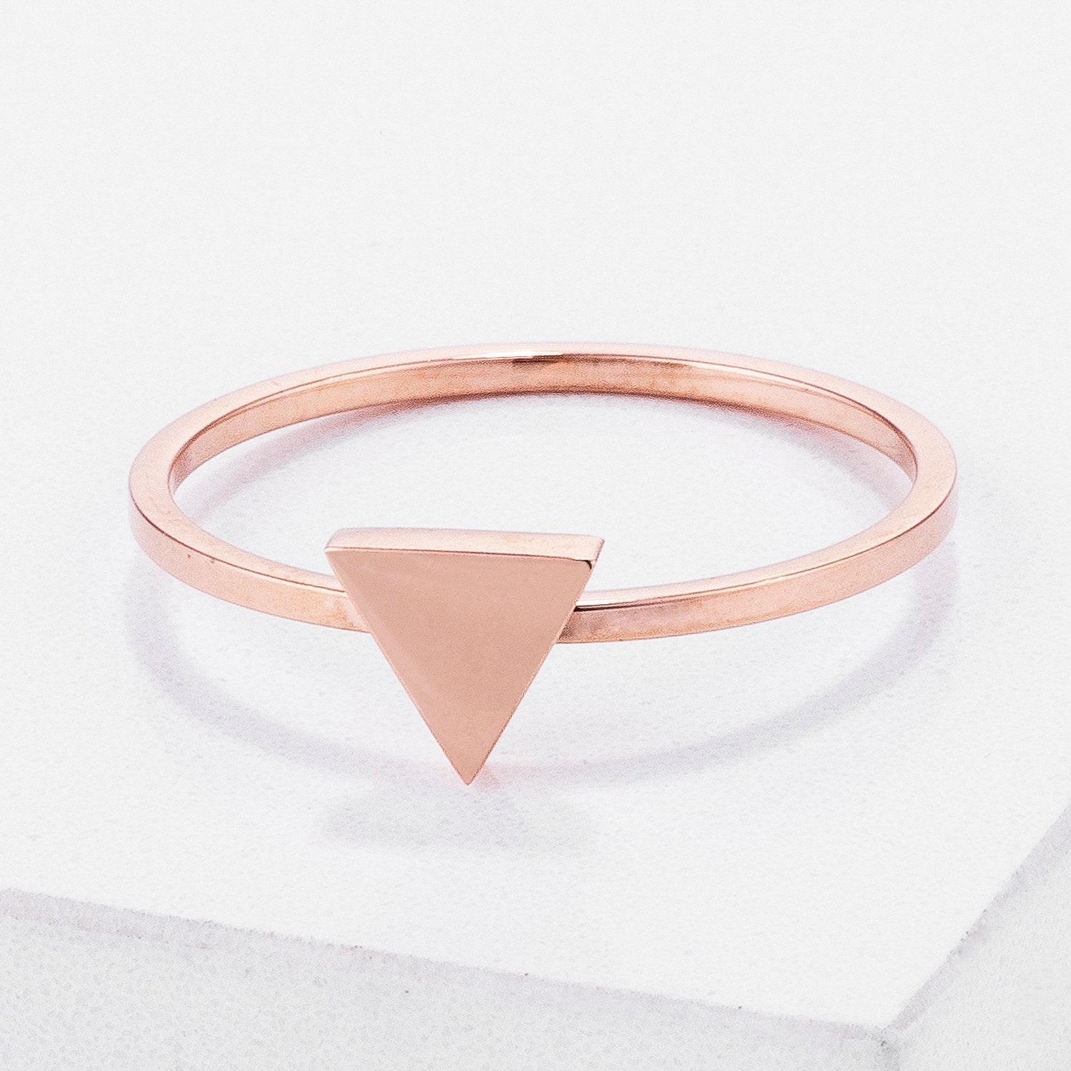 Stainless Steel Rose Goldtone Plated Triangle Stackable Ring - Charming Charlie