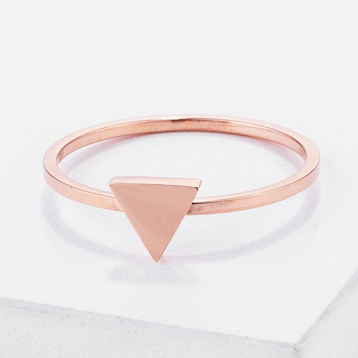 Stainless Steel Rose Goldtone Plated Triangle Stackable Ring - Charming Charlie