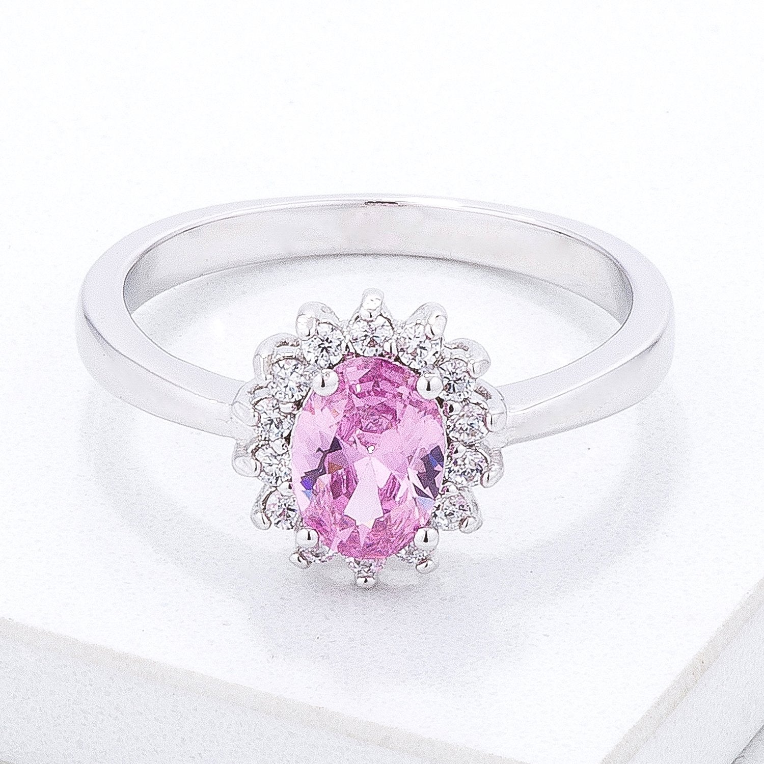 Pink Ice CZ Petite Oval Ring - Charming Charlie