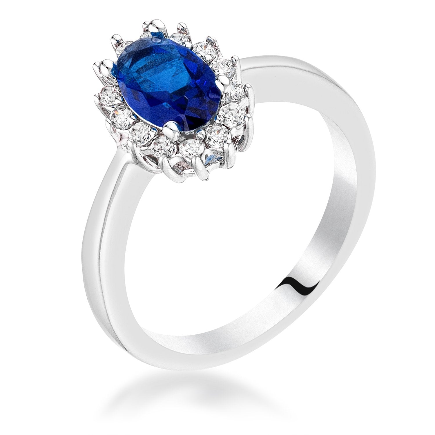 Sapphire Blue CZ Petite Oval Ring - Charming Charlie