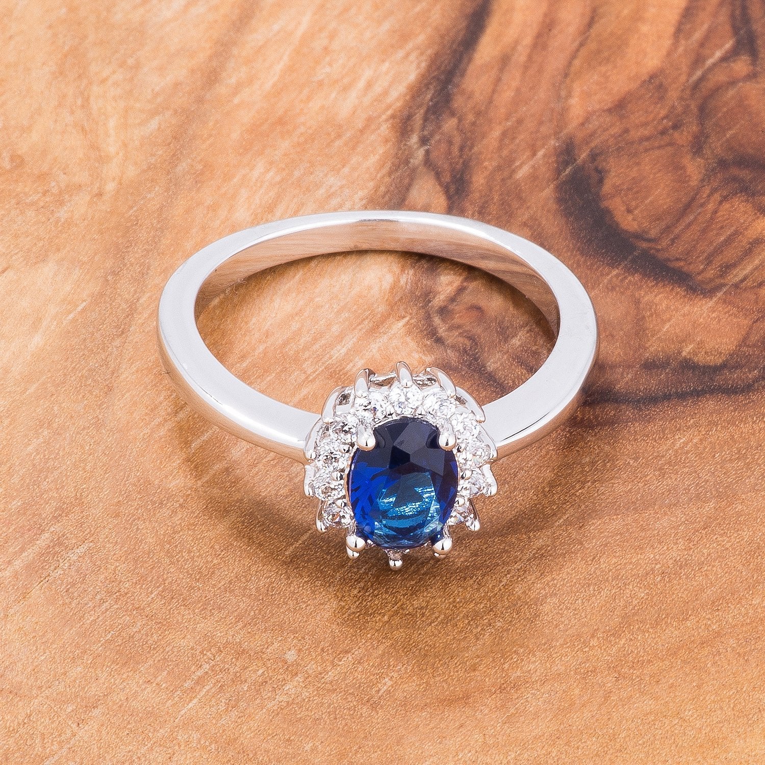 Sapphire Blue CZ Petite Oval Ring - Charming Charlie