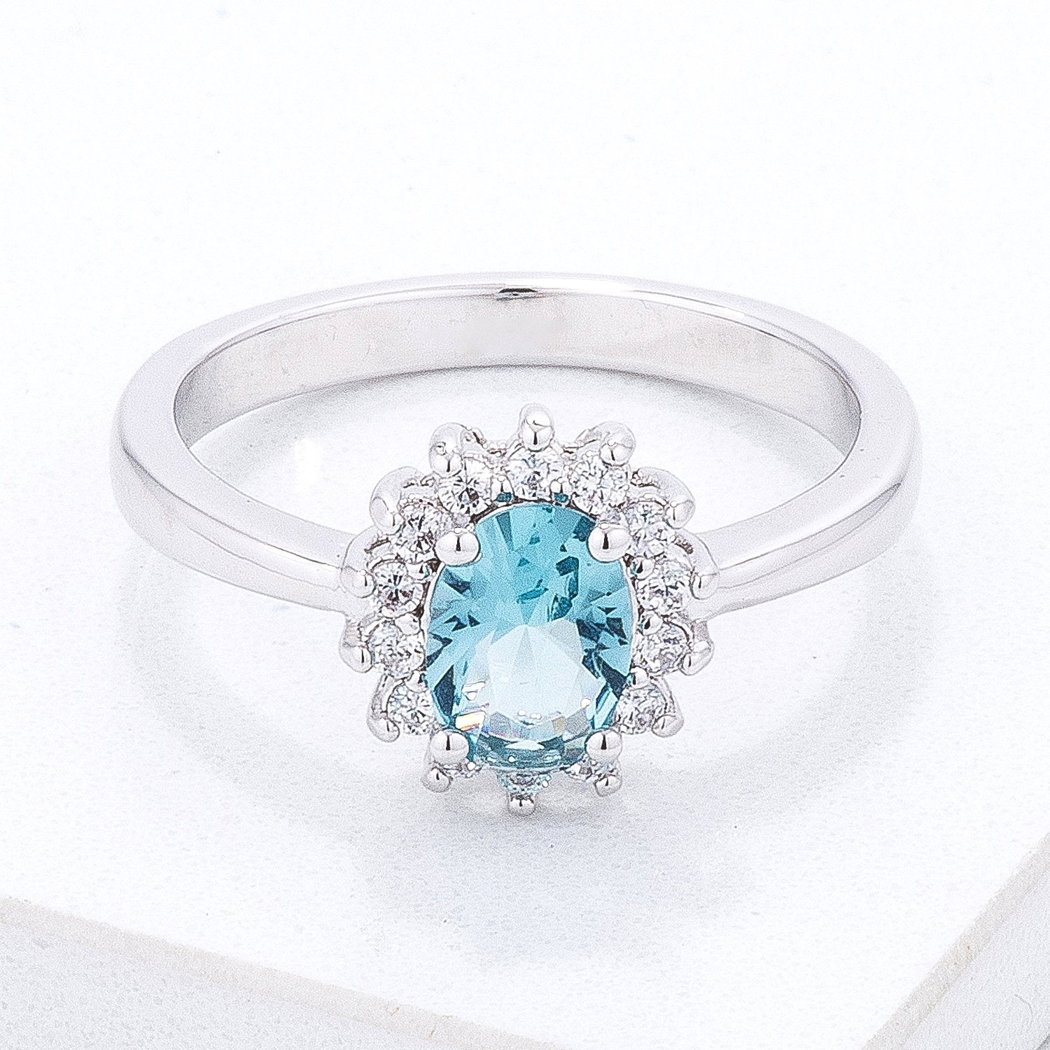 Ice Blue CZ Petite Oval Ring - Charming Charlie