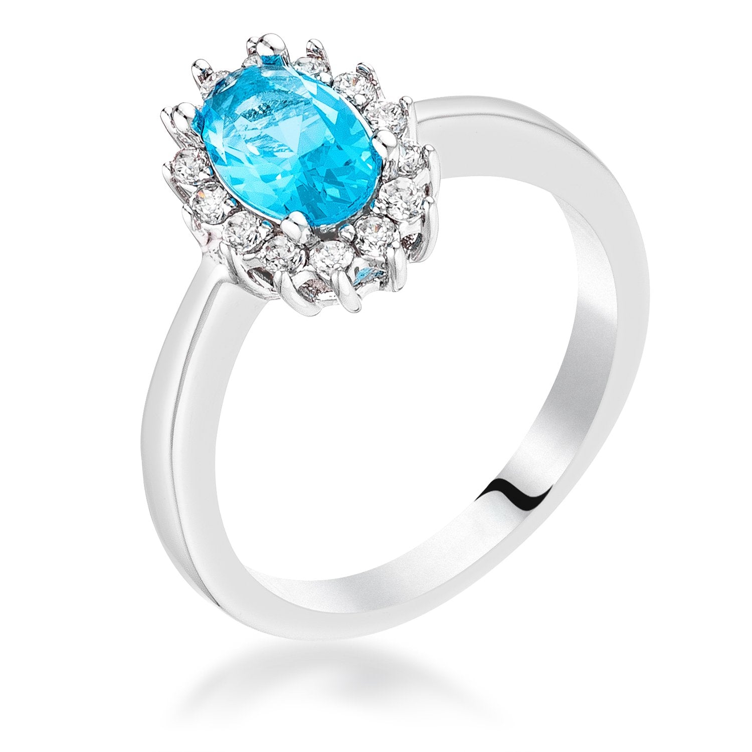Aqua Blue CZ Petite Oval Ring - Charming Charlie