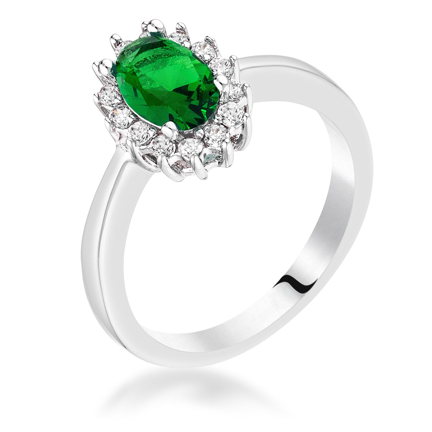 Emerald Green CZ Petite Oval Ring - Charming Charlie