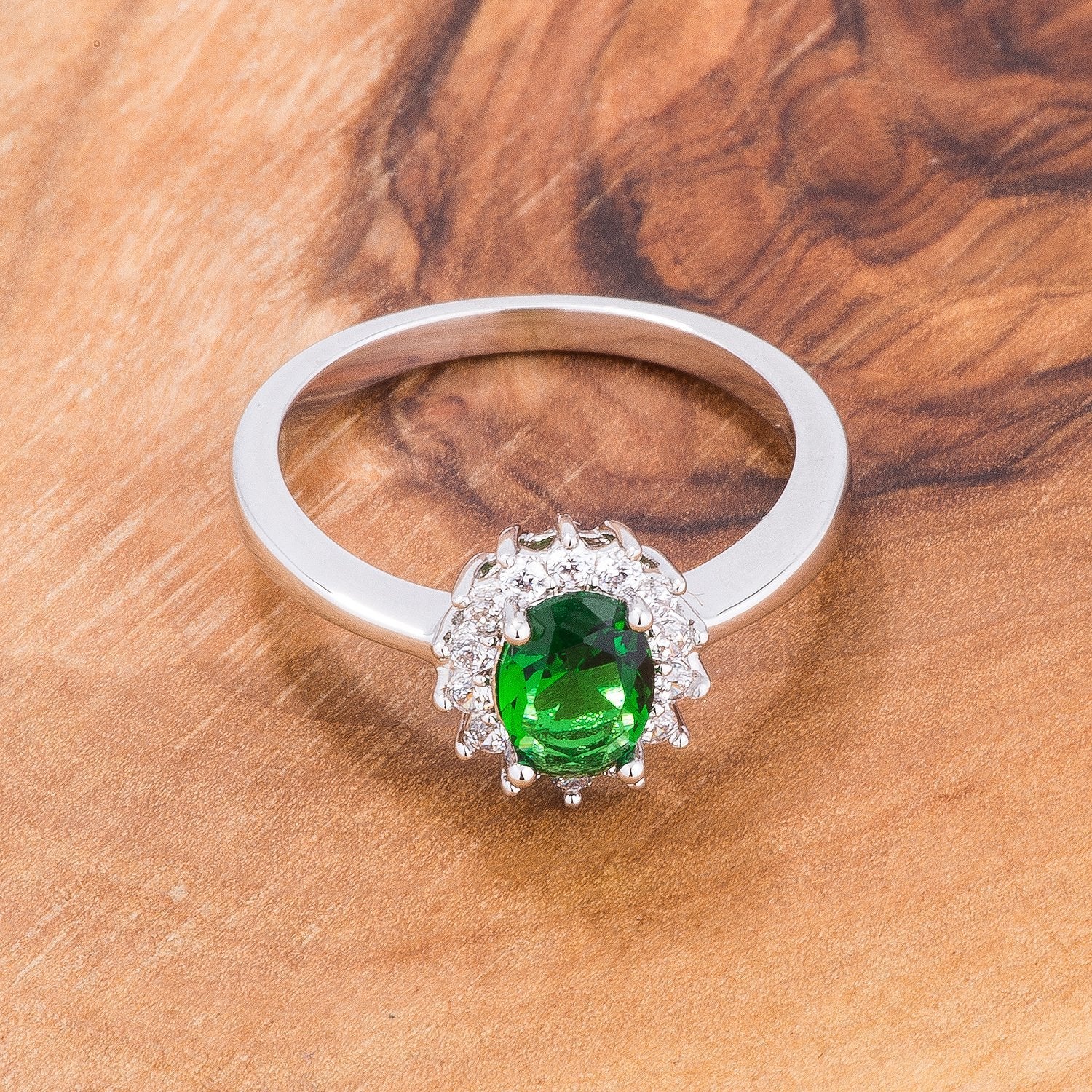 Emerald Green CZ Petite Oval Ring - Charming Charlie