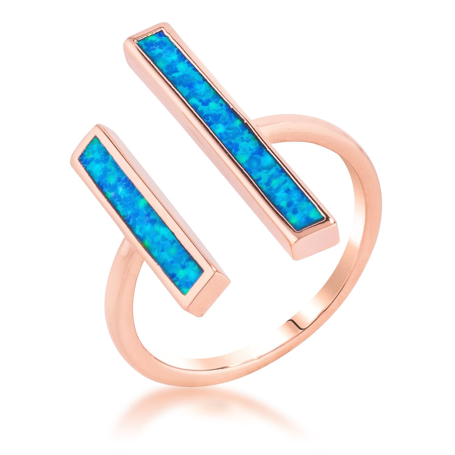 Contemporary Blue Opal Double Bar Ring - Charming Charlie