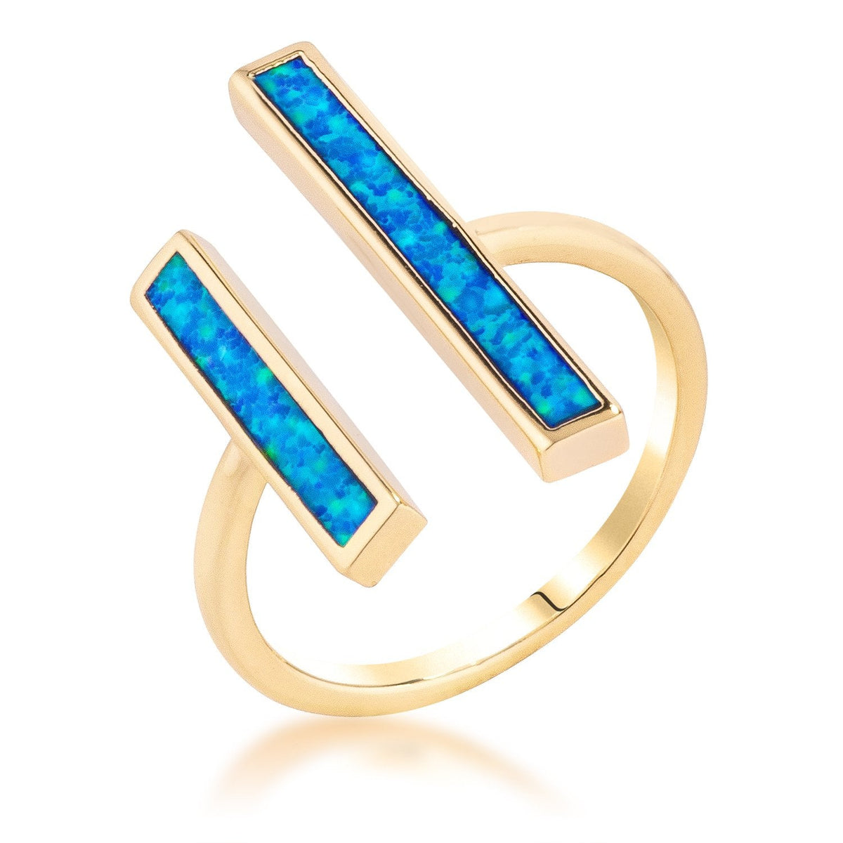 18k Gold Plated Blue Opal Ring - Charming Charlie