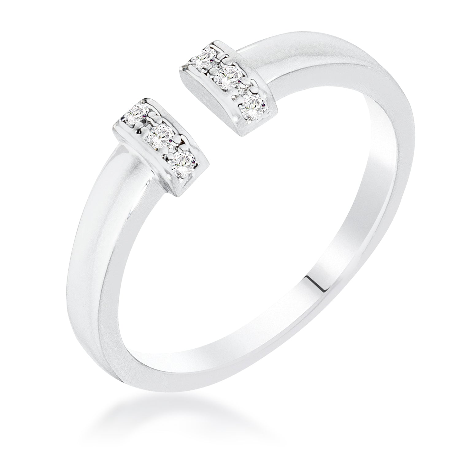 Rhodium Petite CZ Clear Open Cuff Ring - Charming Charlie