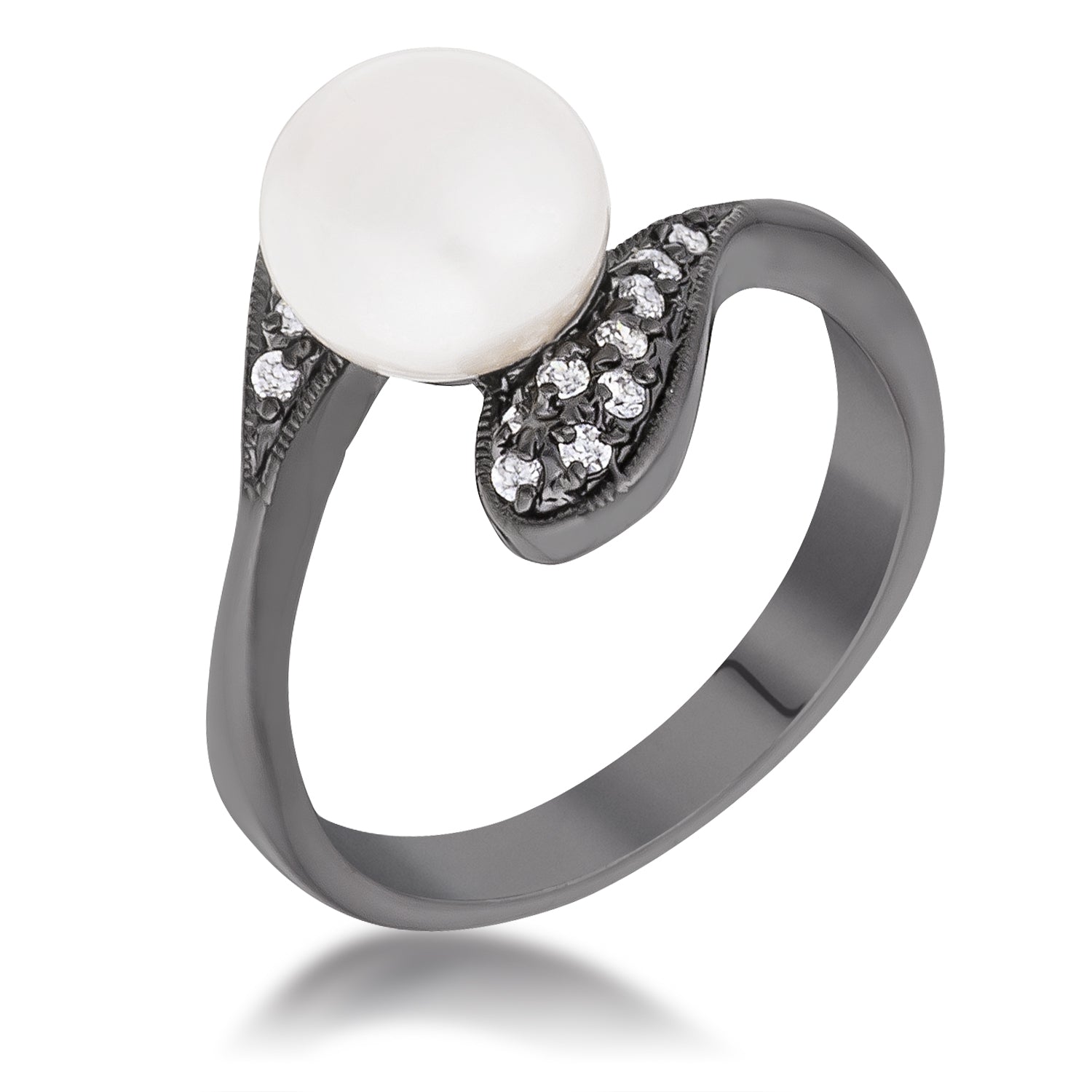 Hematite Pearl Interlocked Double Teardrop Ring - Charming Charlie