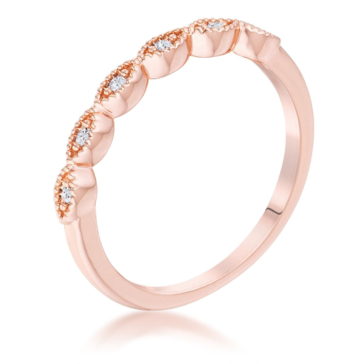 Rose Gold Plated Sextus Marquise Delicate Stackable Ring - Charming Charlie