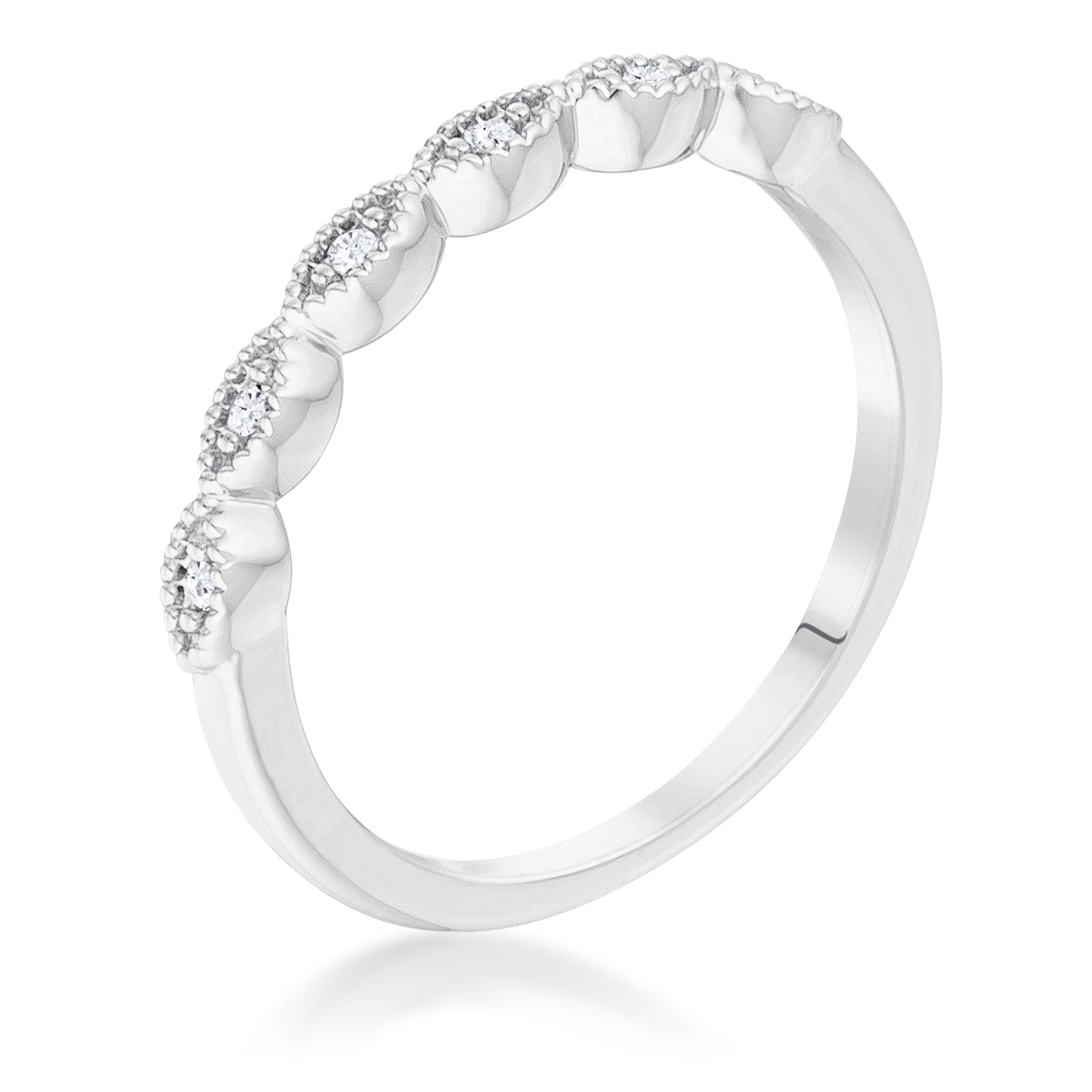 Rhodium Plated Sextus Marquise Delicate Stackable Ring - Charming Charlie