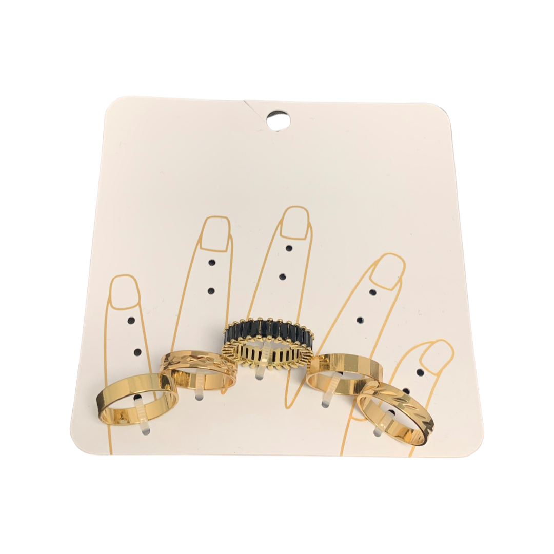 Black 5 Pack Multi Ring Set - Charming Charlie