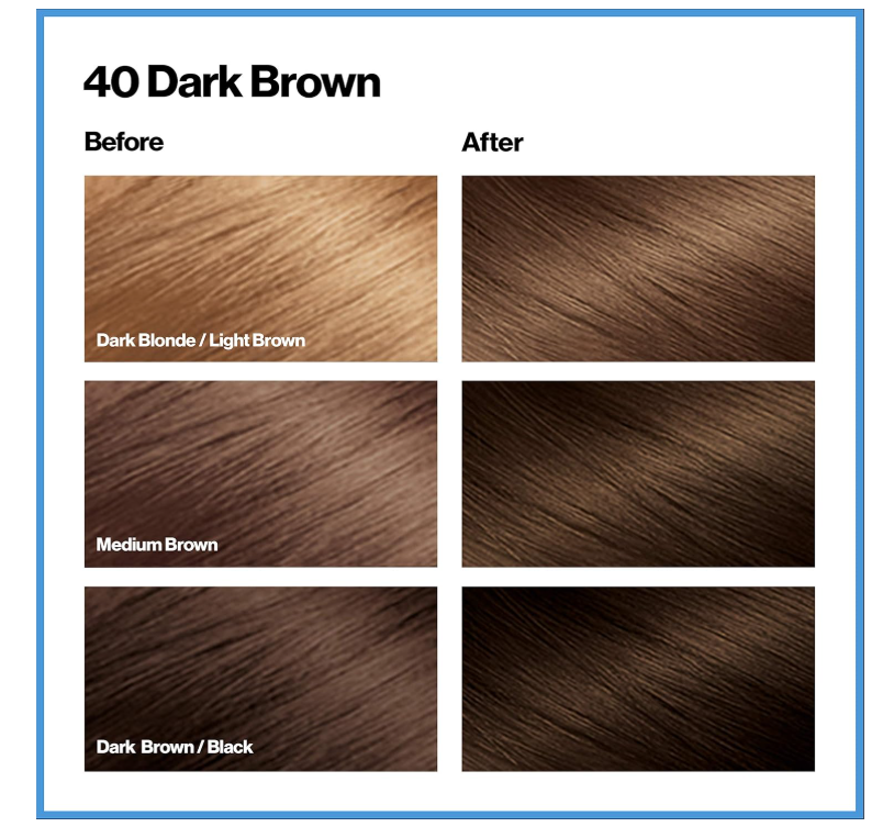 Revlon Permanent Hair Color, Permanent Hair Dye, Total Color with 100% Gray Coverage, Clean & Vegan, 40 Dark Brown, 3.5 Oz - Charming Charlie