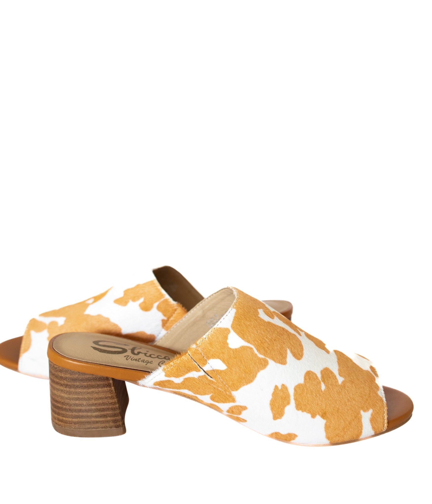 Richwood Peeptoe Tan and White Cowhide Slide - Charming Charlie