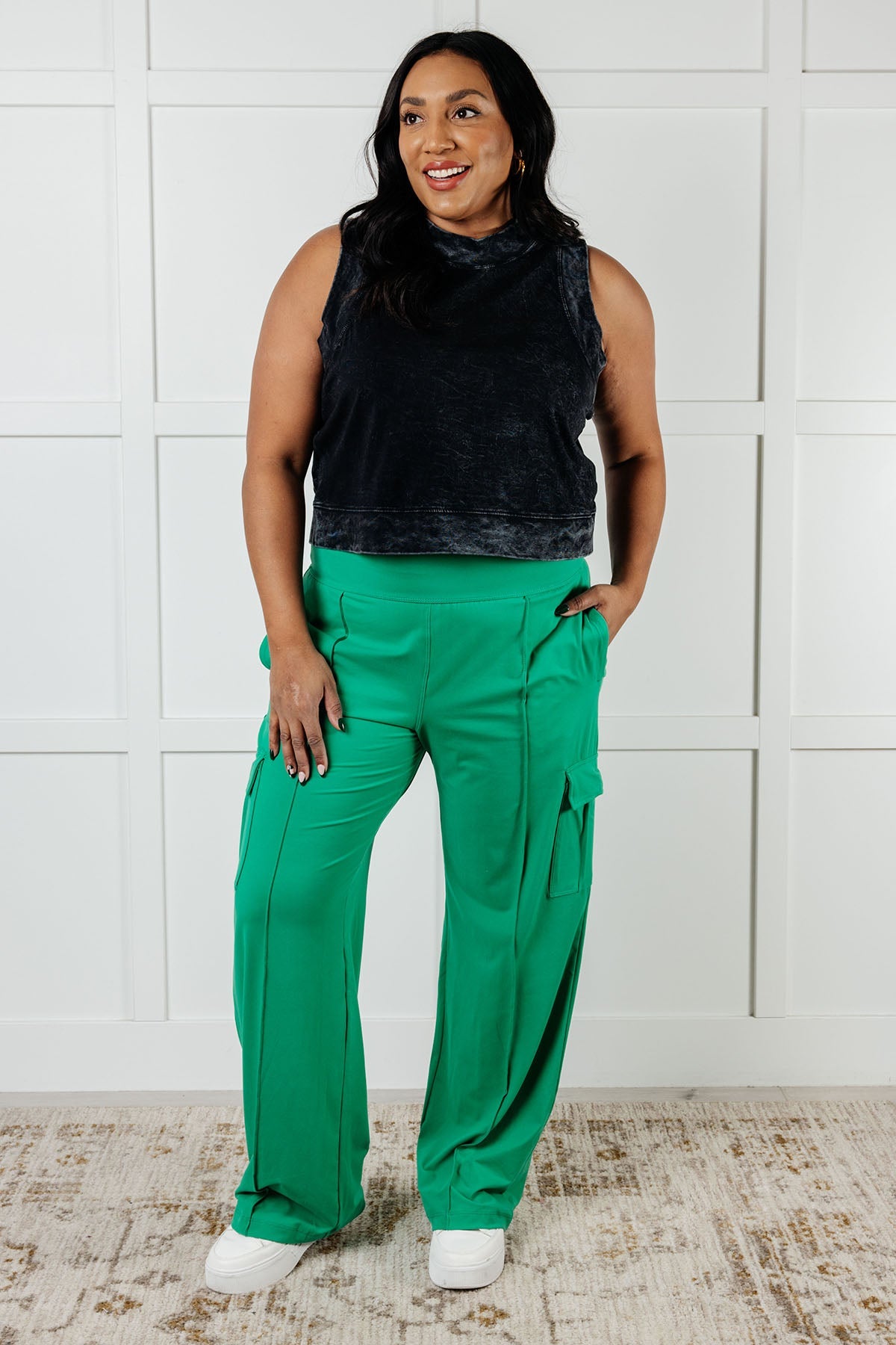 Race to Relax Cargo Pants in Emerald Green - Charming Charlie