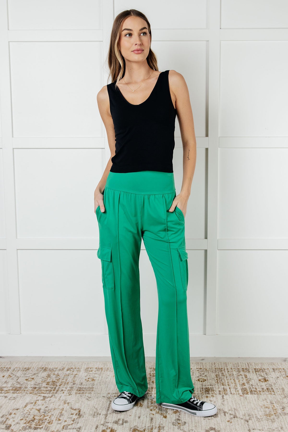 Race to Relax Cargo Pants in Emerald Green - Charming Charlie