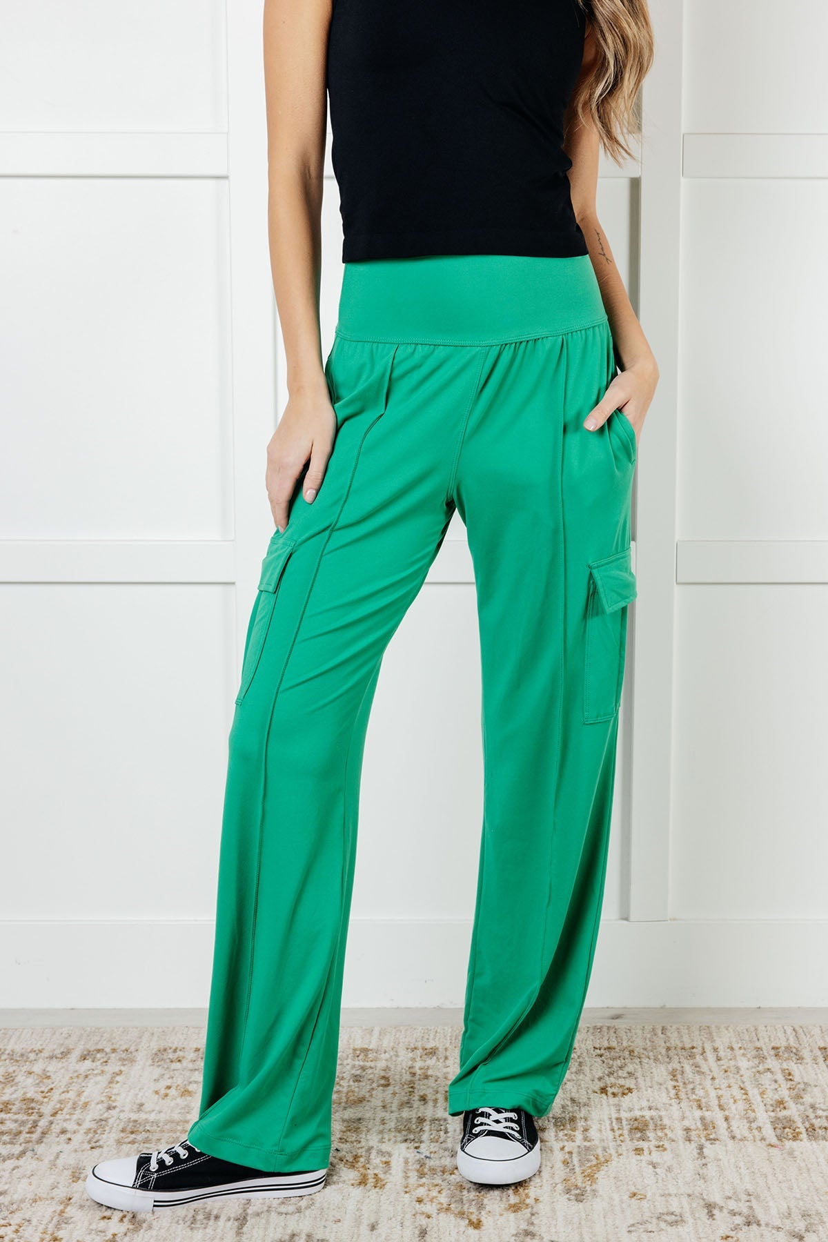 Race to Relax Cargo Pants in Emerald Green - Charming Charlie