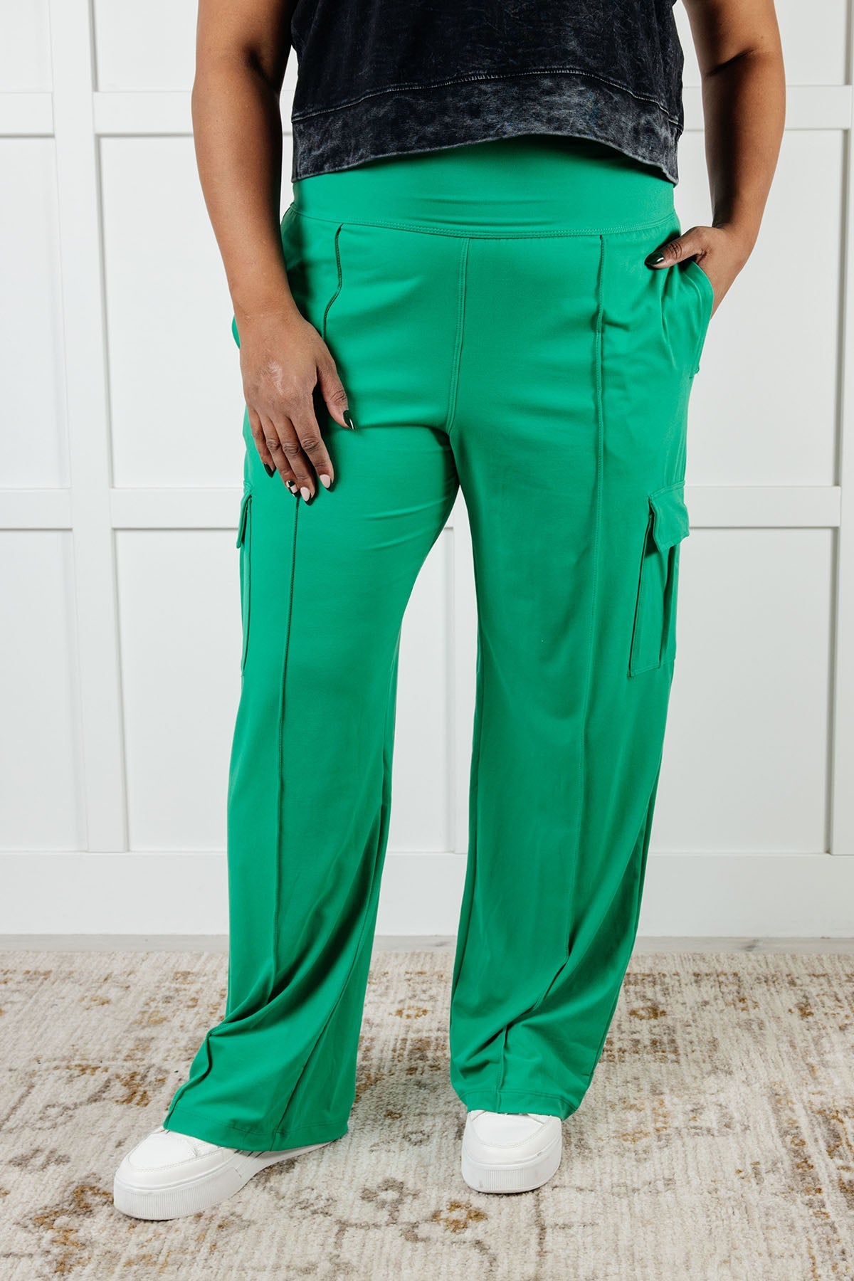 Race to Relax Cargo Pants in Emerald Green - Charming Charlie