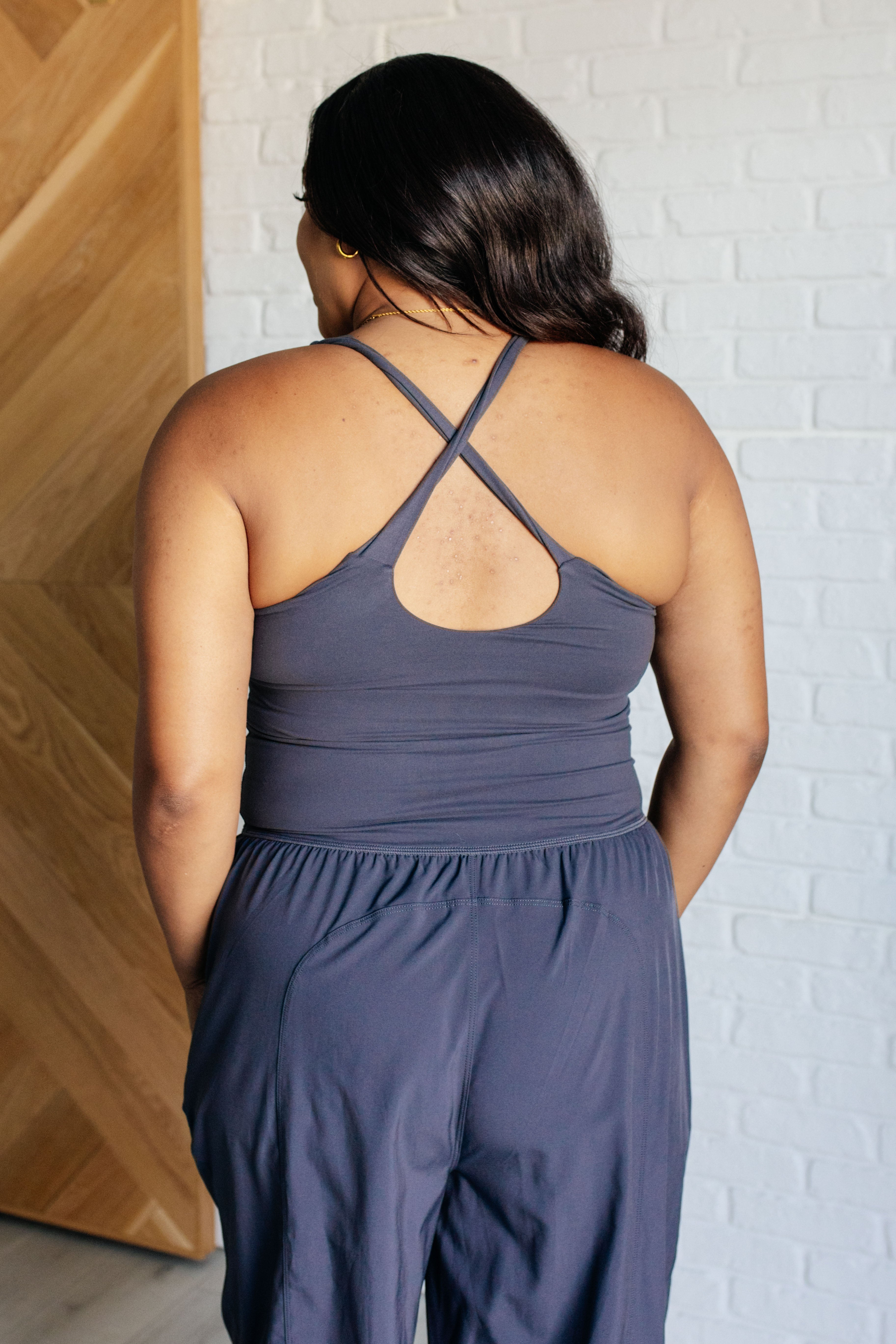Raising Heart Rate Cutout Jumpsuit in Charcoal - Charming Charlie