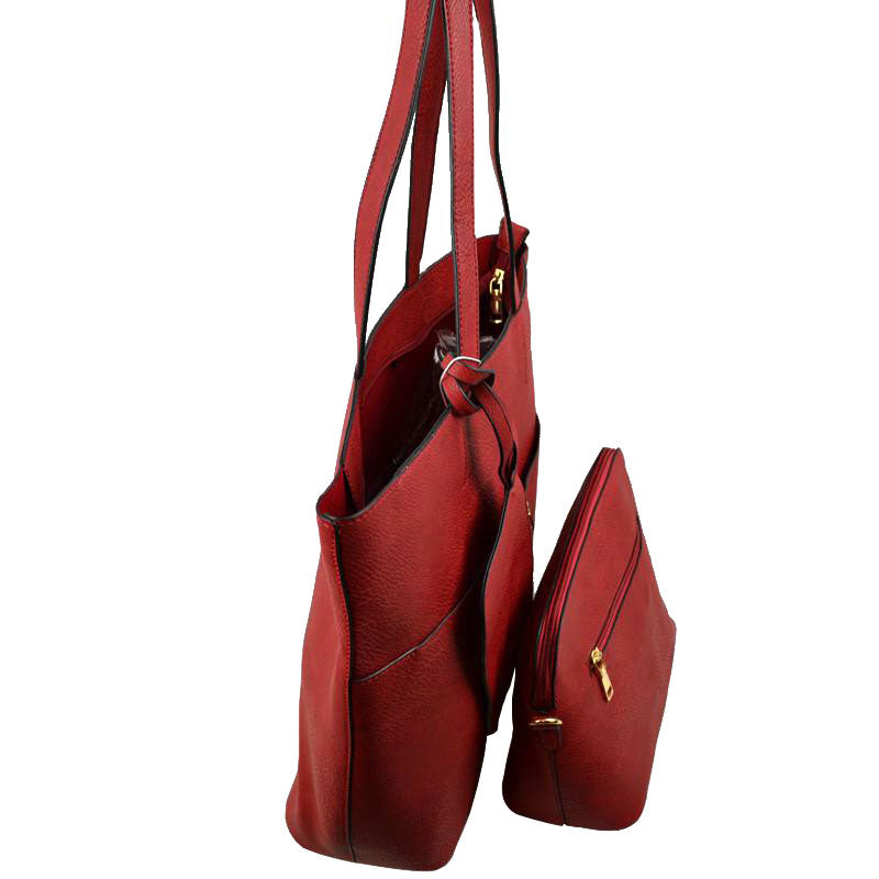 Red 3 In 1 Large Soft Leather Women's Tote Handbags, There's spacious and soft leather tote offers triple the styling options. Featuring a spacious profile and a removable pouch makes it an amazing everyday go-to bag. Spacious enough for carrying any and all of your outgoing essentials. The straps helps carrying this shoulder bag comfortably. Perfect as a beach bag to carry foods, drinks, big beach blanket, towels, swimsuit, toys, flip flops, sun screen and more.
