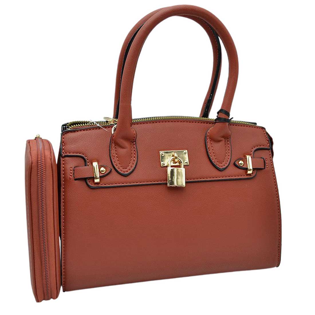 Red Elegant 2 In 1 Women's Medium Top Handle Satchel Totes Handbag with Wallet, 2 in 1 satchel handbag with matching wallet, is perfect to accompany you to work or go shopping. With this top handle, you can wear the bag elegantly on the shoulder. The large main compartment gives a lot of storage space, so you can place all purchases but also valuables and documents in it. The fashionable pattern of the shoulder bag also go well with chic business looks as well as casual everyday styling.