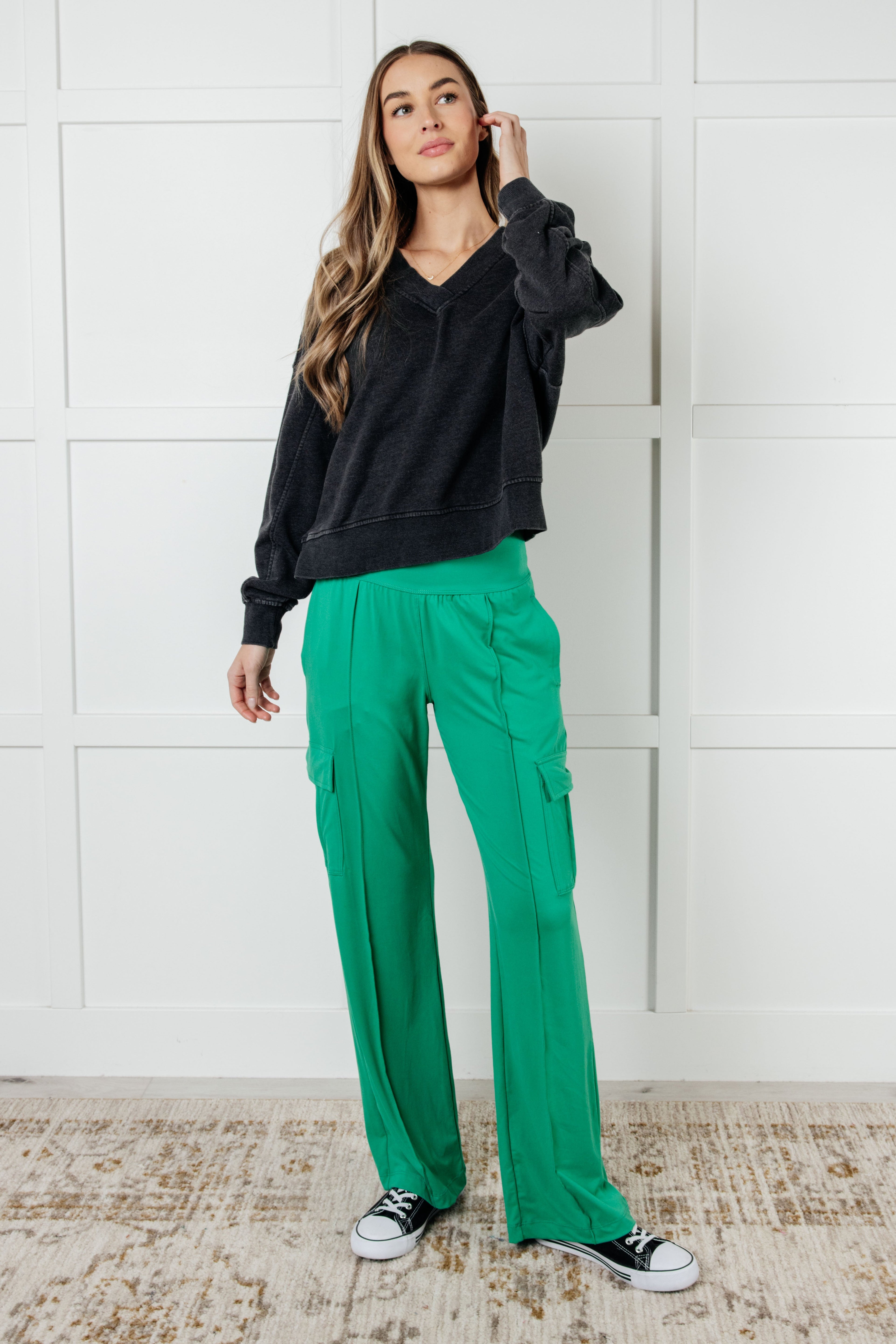 Rep Ready Mineral Wash French Terry Pullover in Black - Charming Charlie