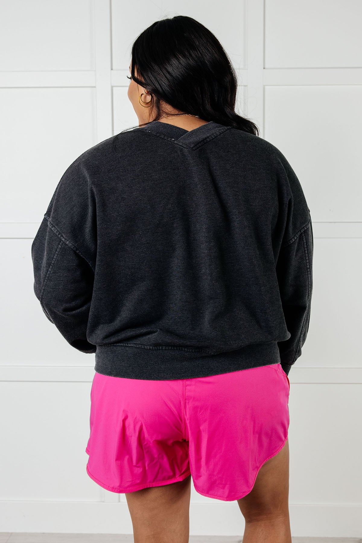 Rep Ready Mineral Wash French Terry Pullover in Black - Charming Charlie