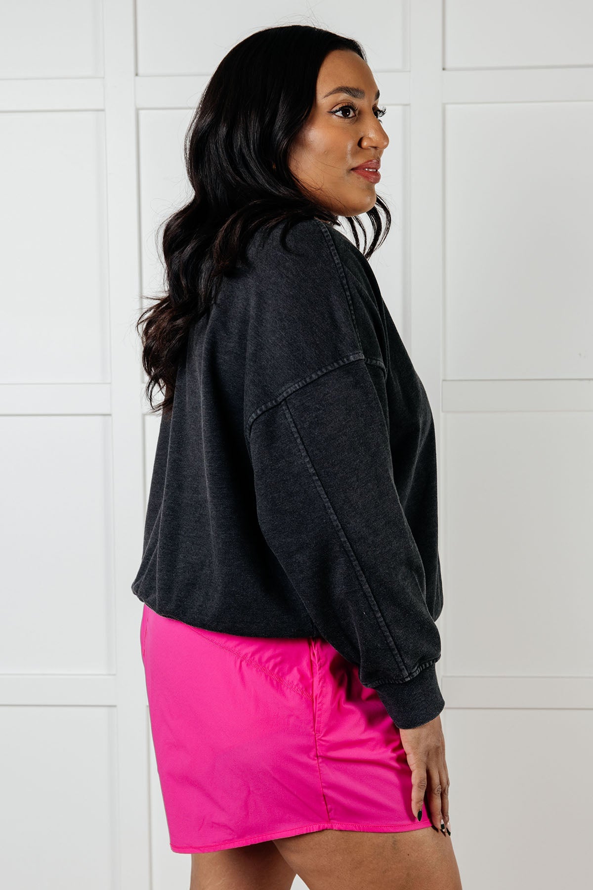 Rep Ready Mineral Wash French Terry Pullover in Black - Charming Charlie