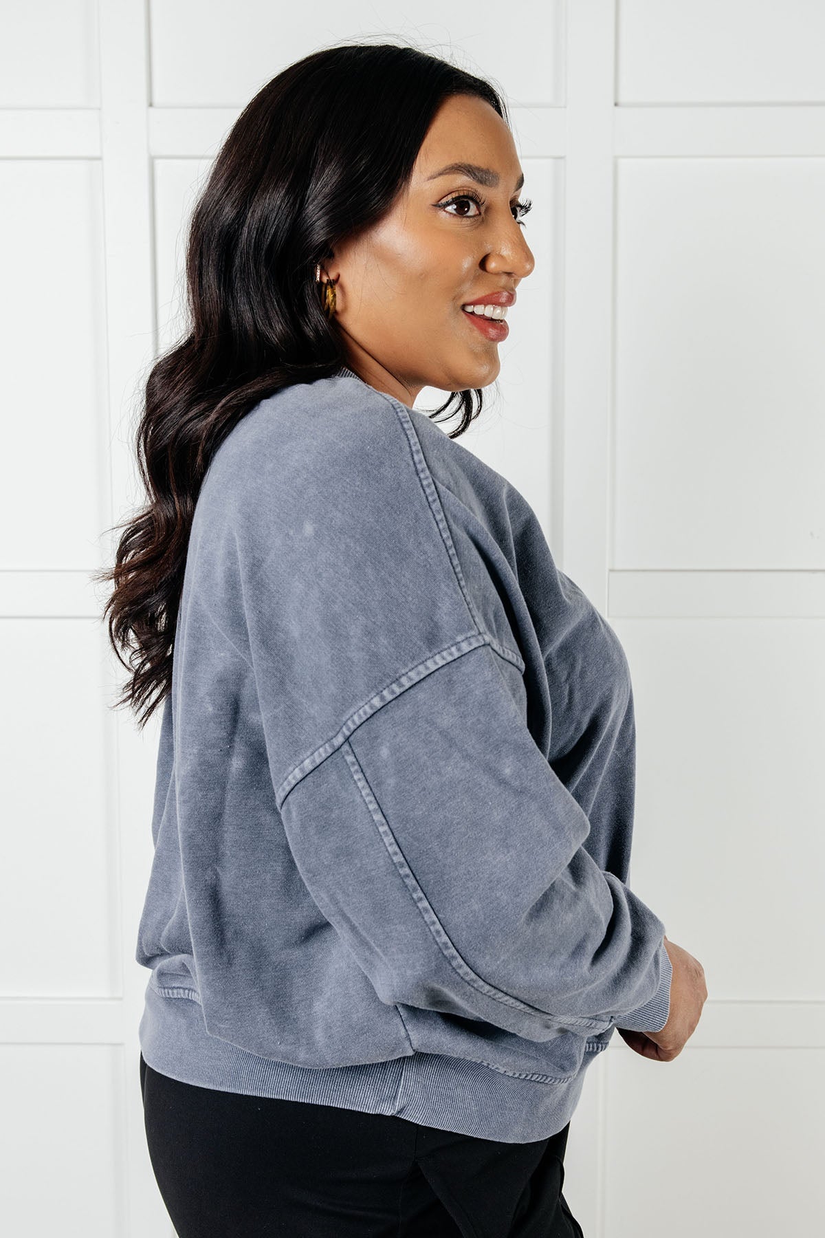 Rep Ready Mineral Wash French Terry Pullover in Blue - Charming Charlie