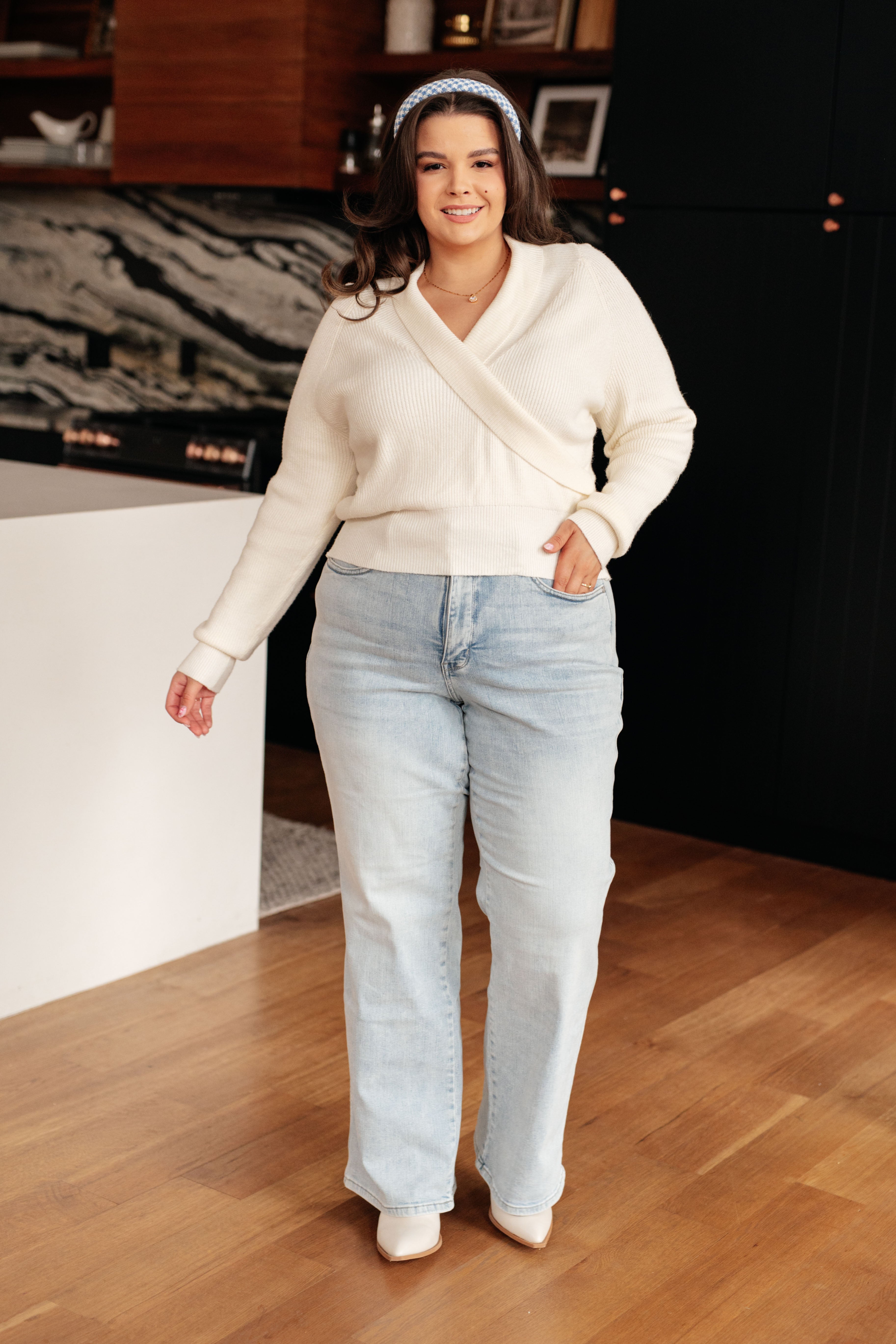 Requisite Request Surplice Crop Sweater - Charming Charlie
