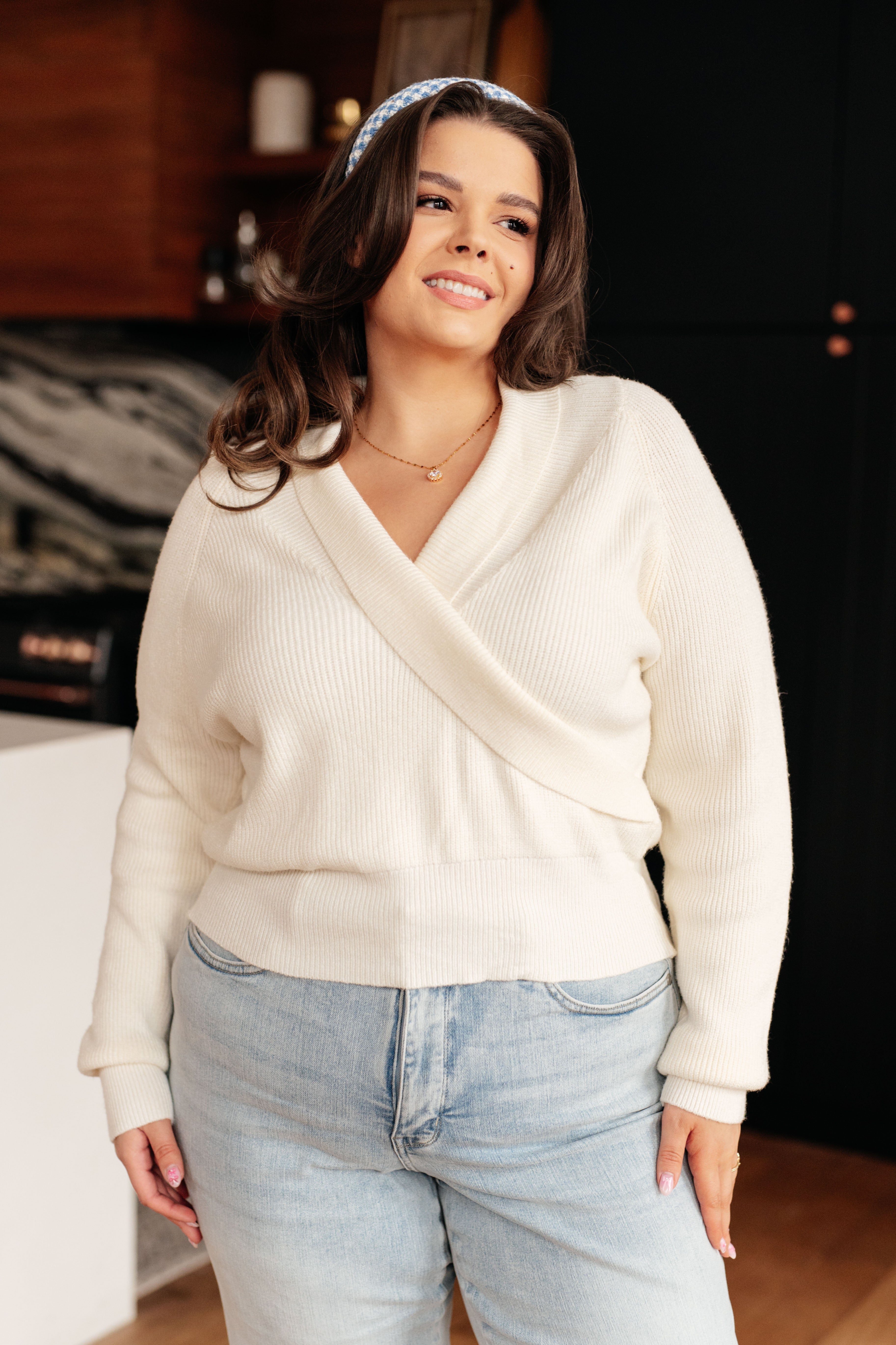 Requisite Request Surplice Crop Sweater - Charming Charlie