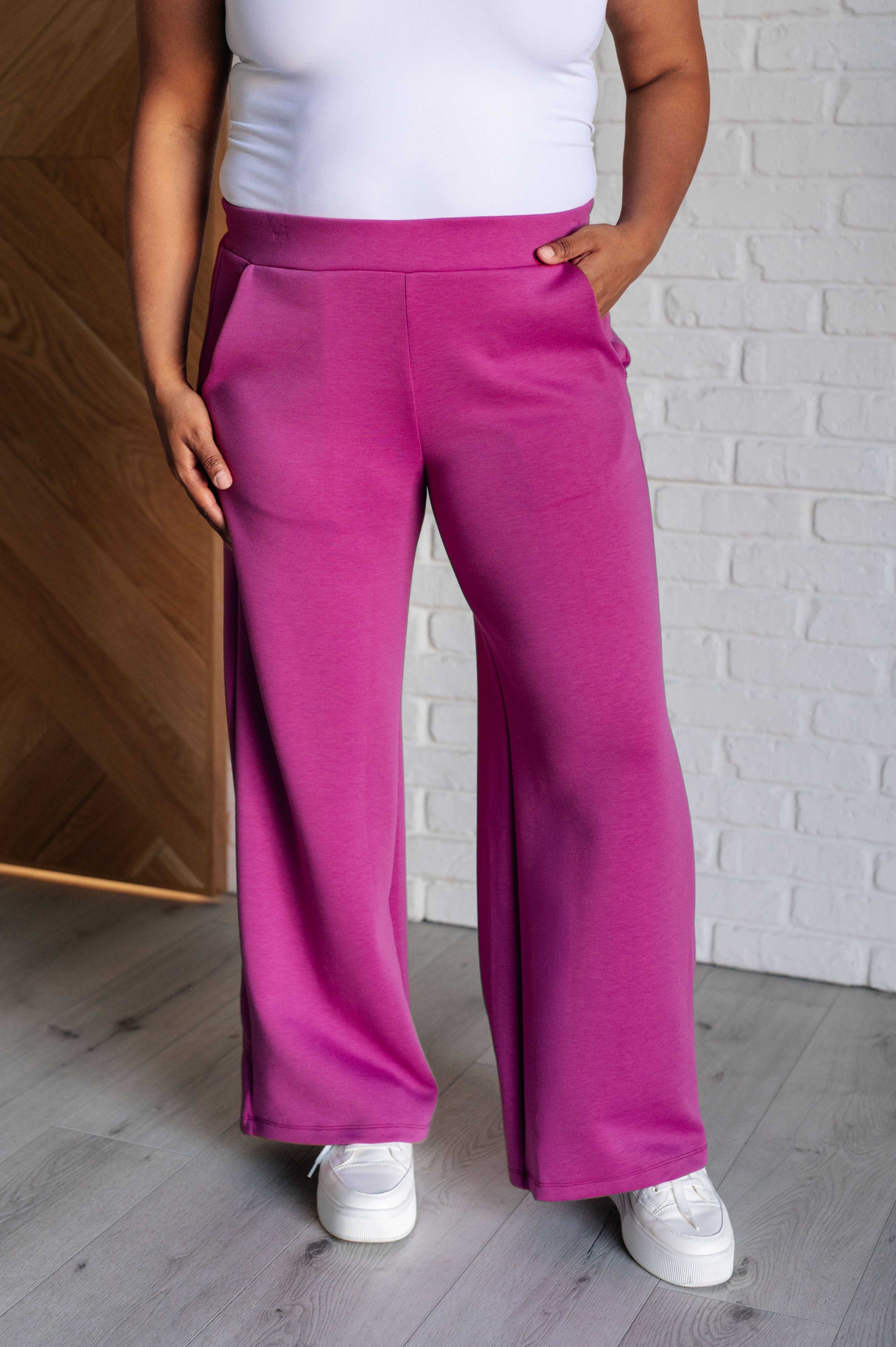 Resort Travel Wide Leg Crop Pant in Magenta - Charming Charlie