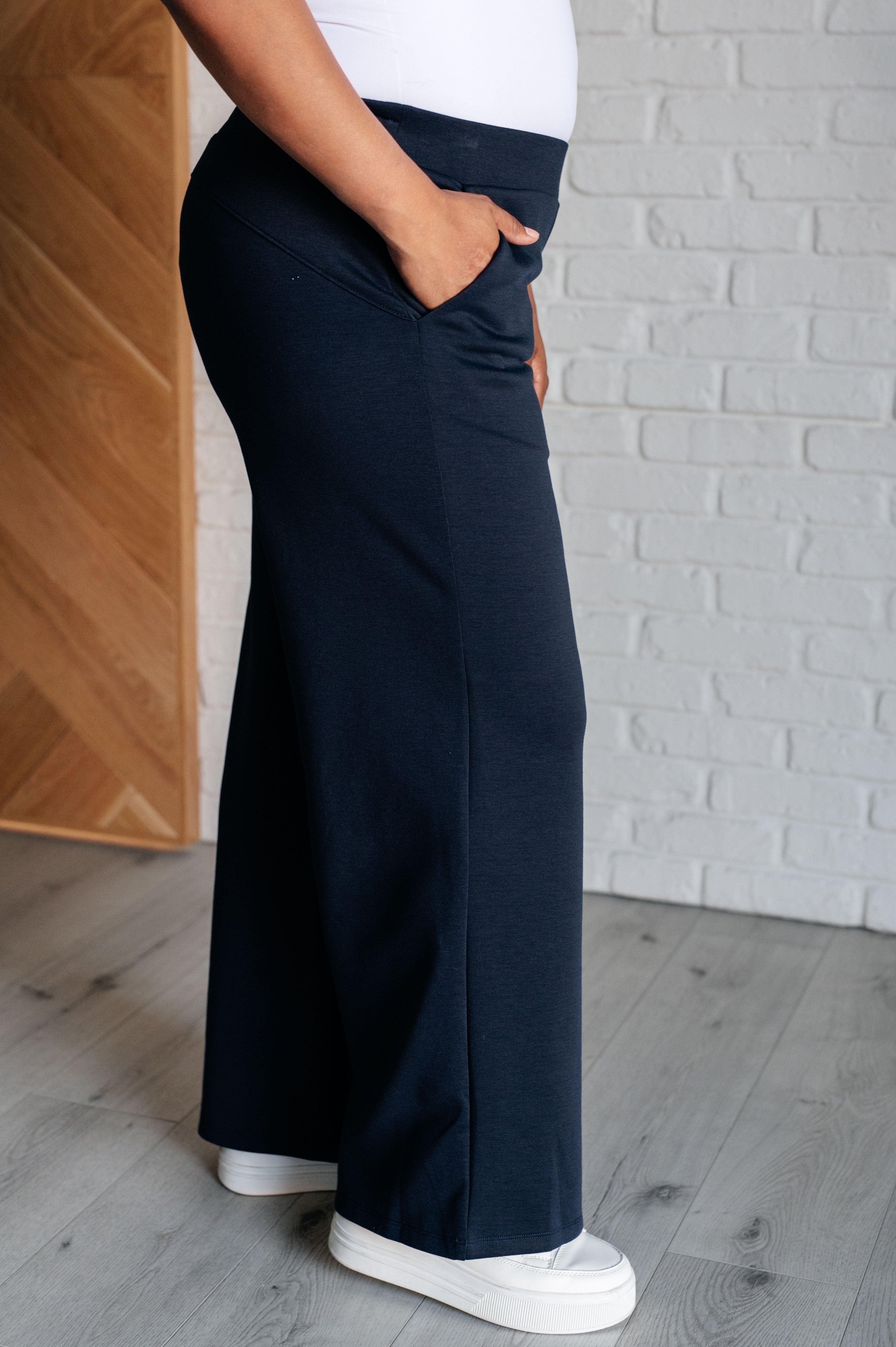 Resort Travel Wide Leg Crop Pant in Navy - Charming Charlie