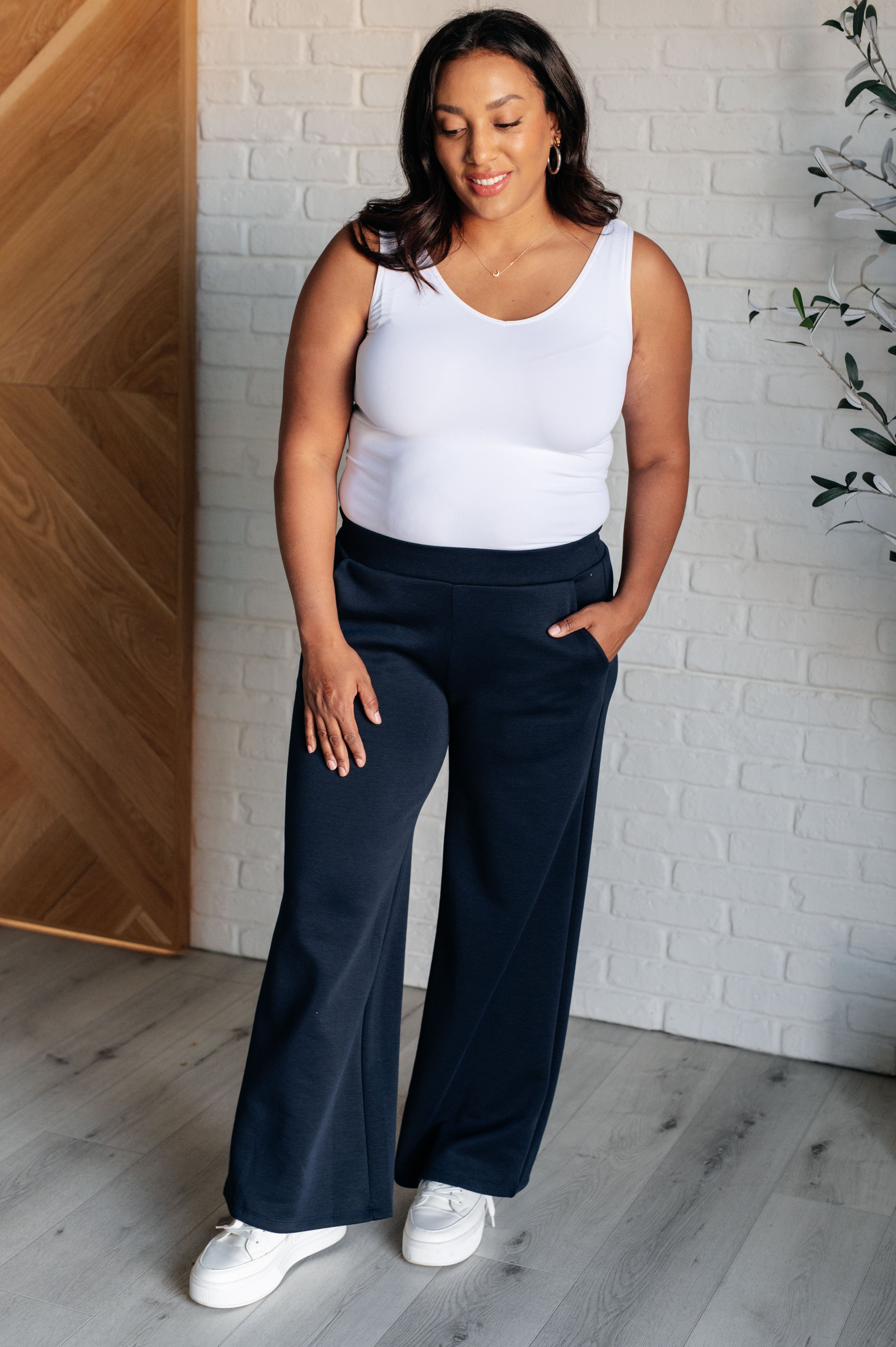 Resort Travel Wide Leg Crop Pant in Navy - Charming Charlie