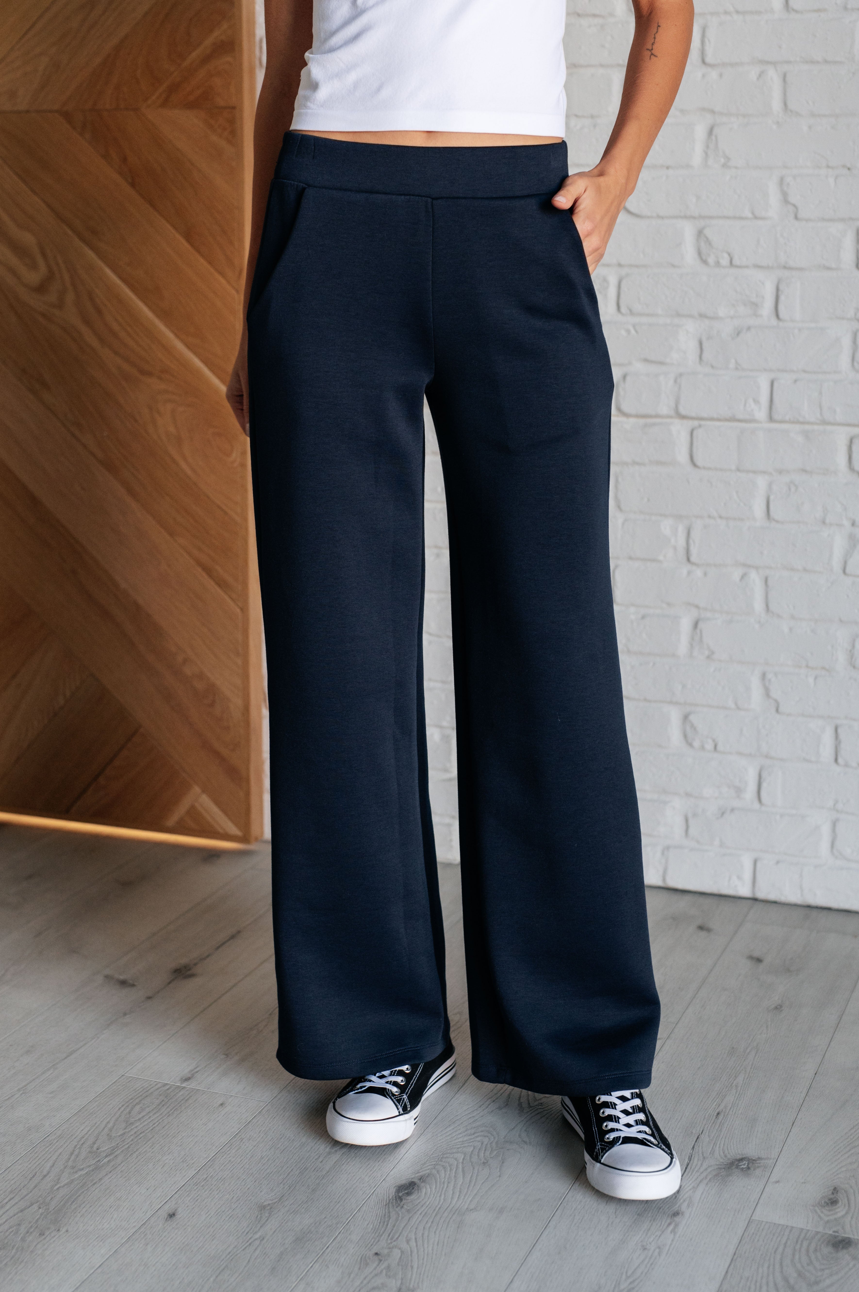 Resort Travel Wide Leg Crop Pant in Navy - Charming Charlie
