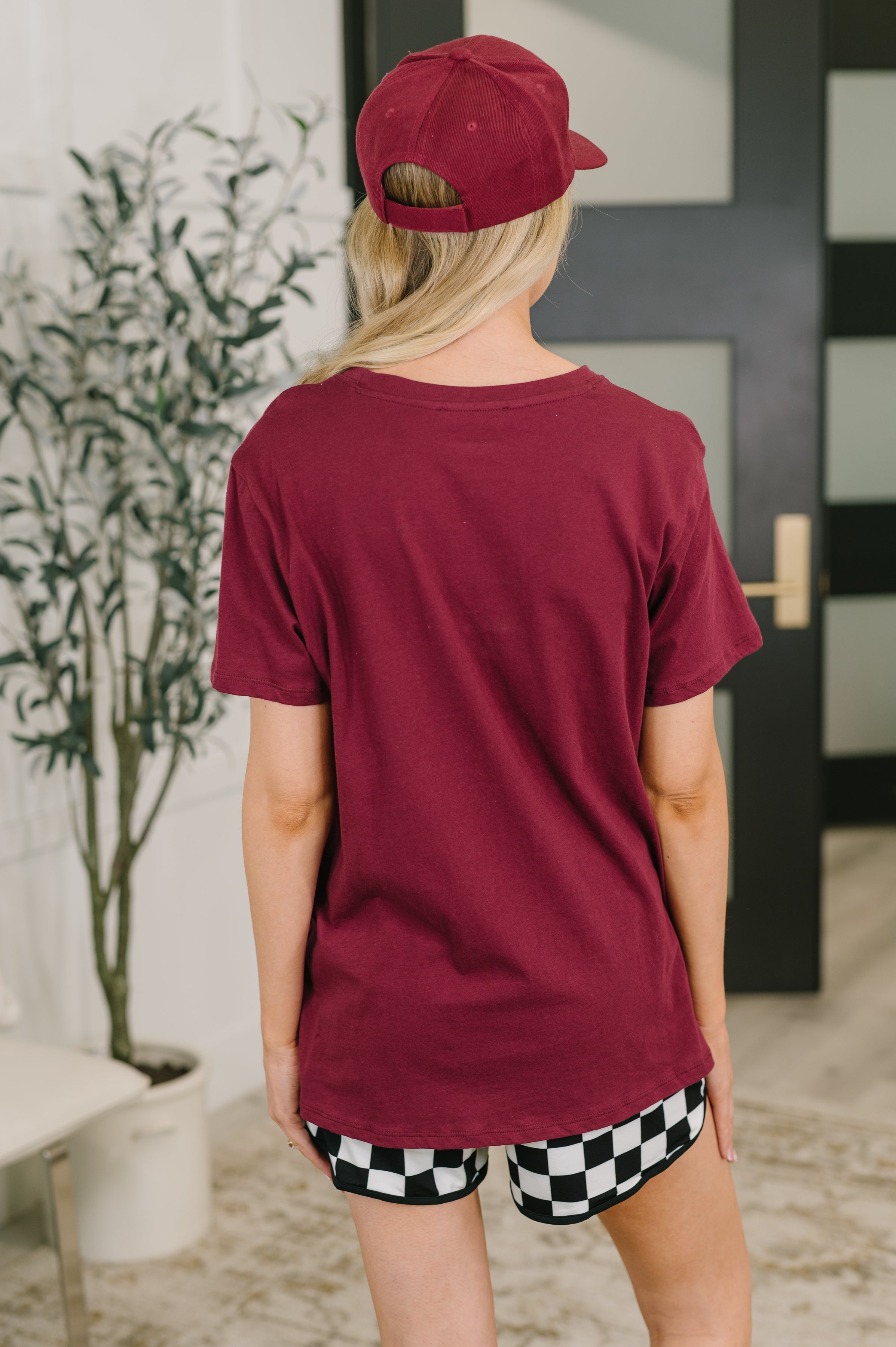 Rest Assured Basic Relaxed Tee in Cabernet - Charming Charlie