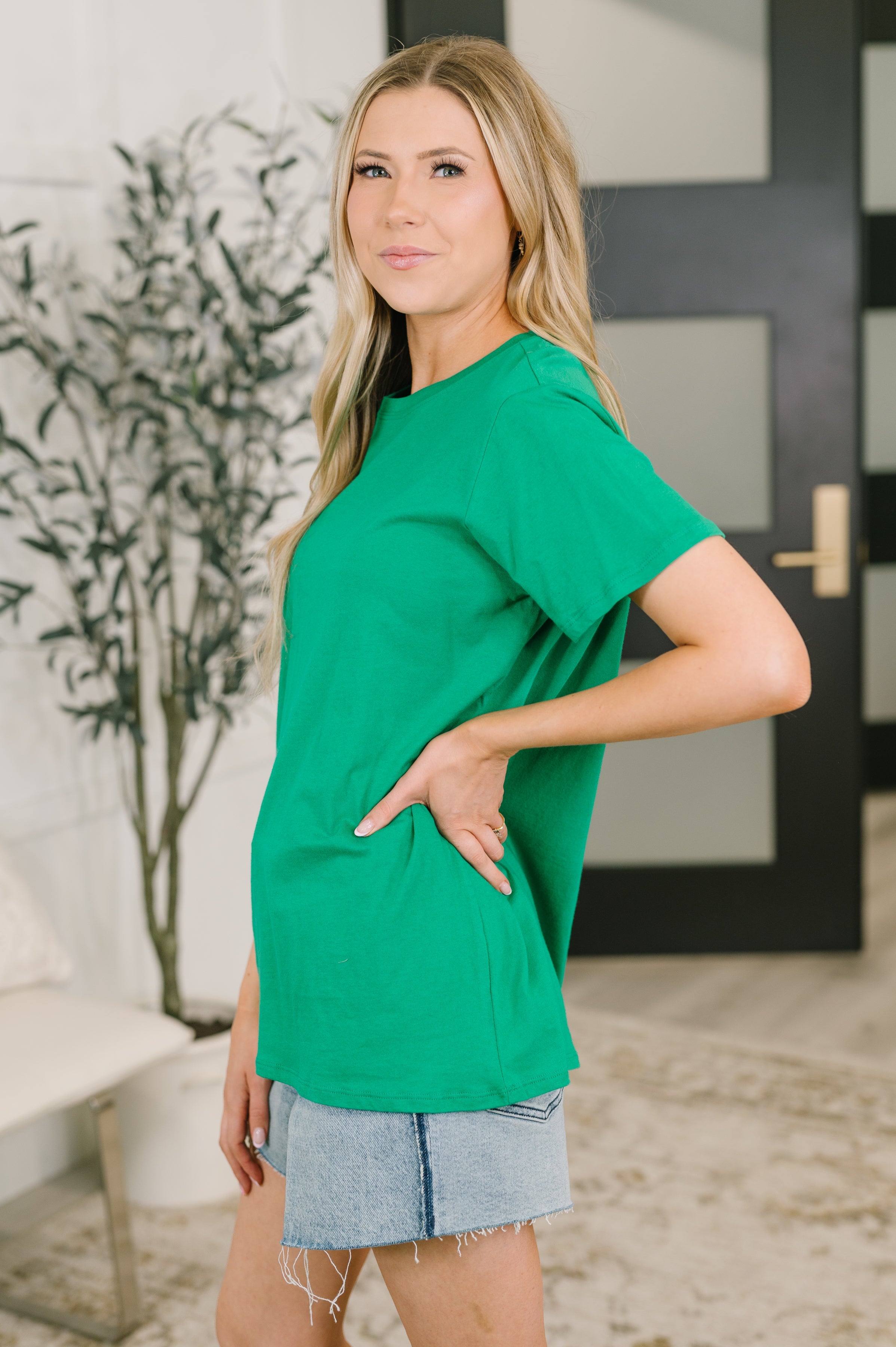 Rest Assured Basic Relaxed Tee in Kelly Green - Charming Charlie