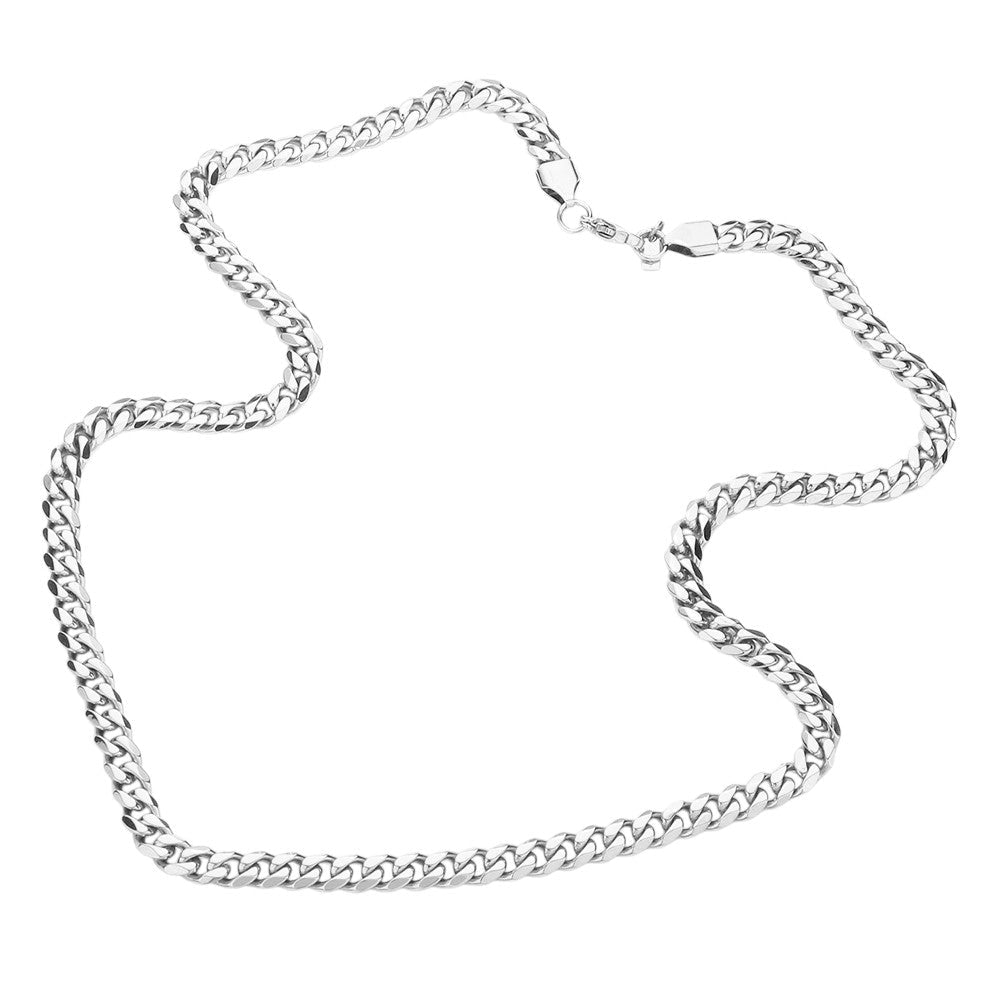 Rhodium 6 diamond cut stainless steel chain necklace is a versatile and durable accessory, designed to add a touch of sophistication to any outfit. With its 6.2mm width and 20 inch length, it offers a sleek and stylish look while remaining comfortable to wear. Made from high quality materials, it is built to last and can be worn for any occasion.