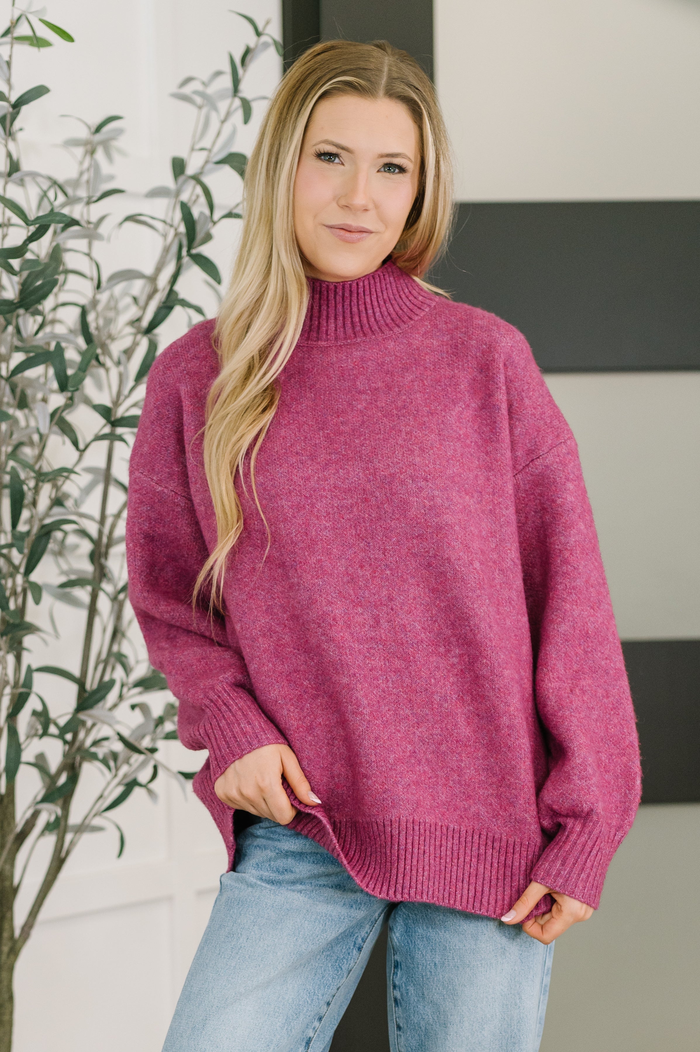 Right to the Core High Neck Pullover in Light Plum - Charming Charlie