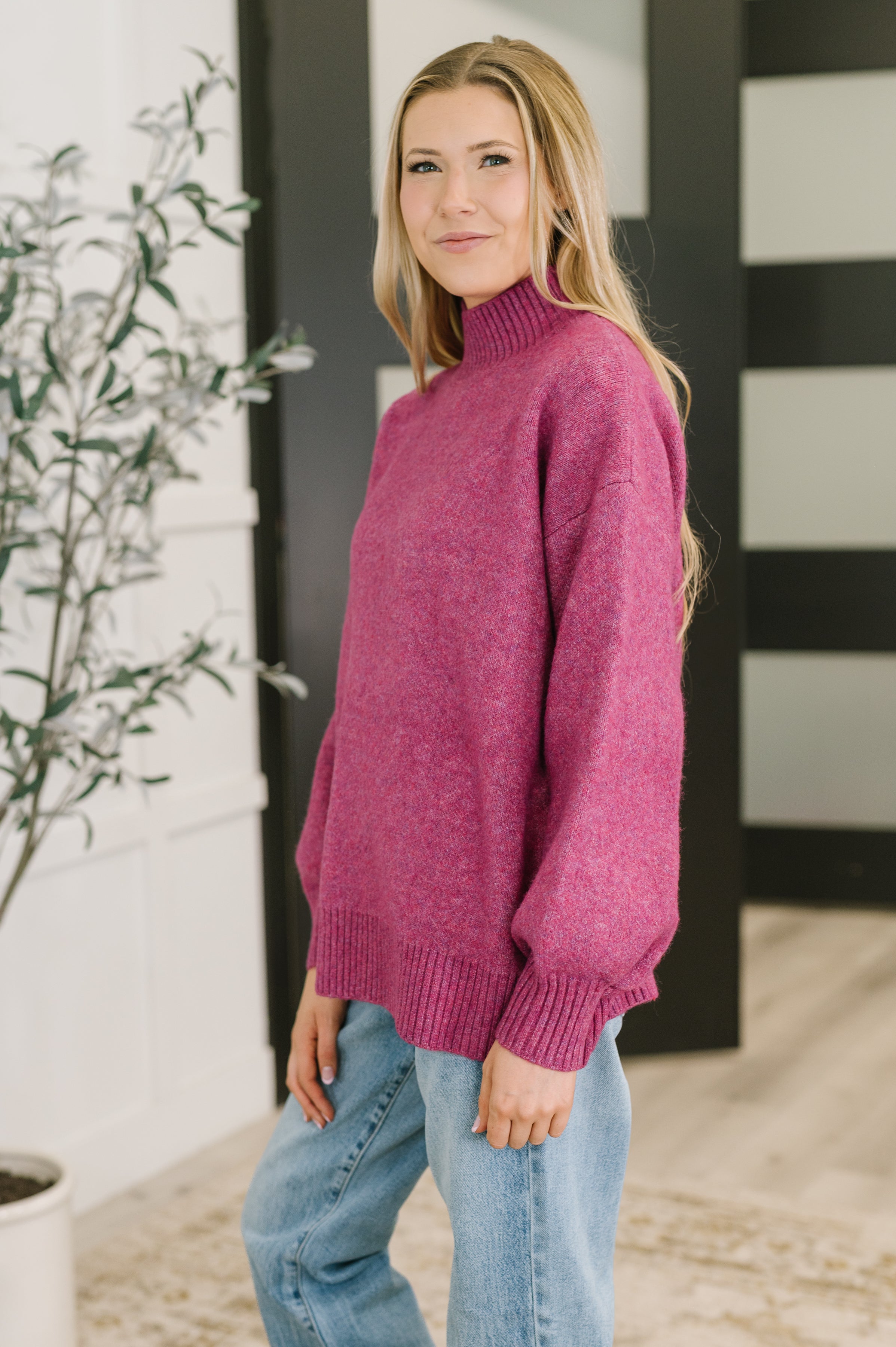 Right to the Core High Neck Pullover in Light Plum - Charming Charlie