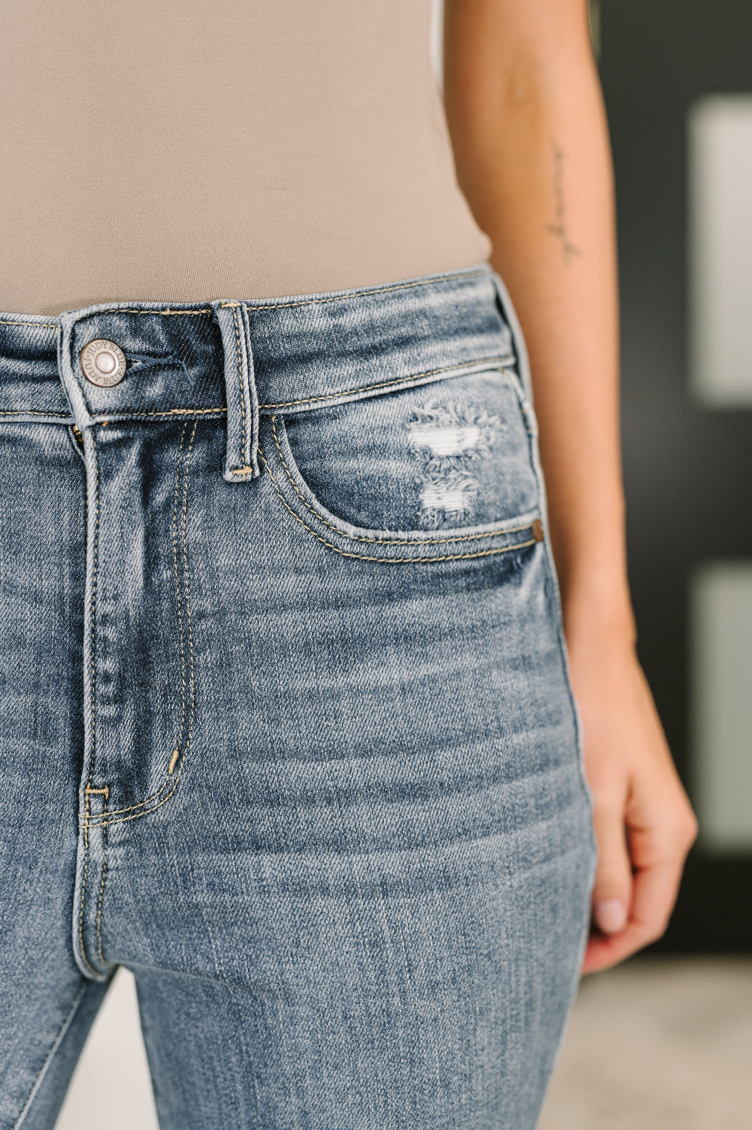 Robin High Waist Bootcut with Fray Hem - Charming Charlie