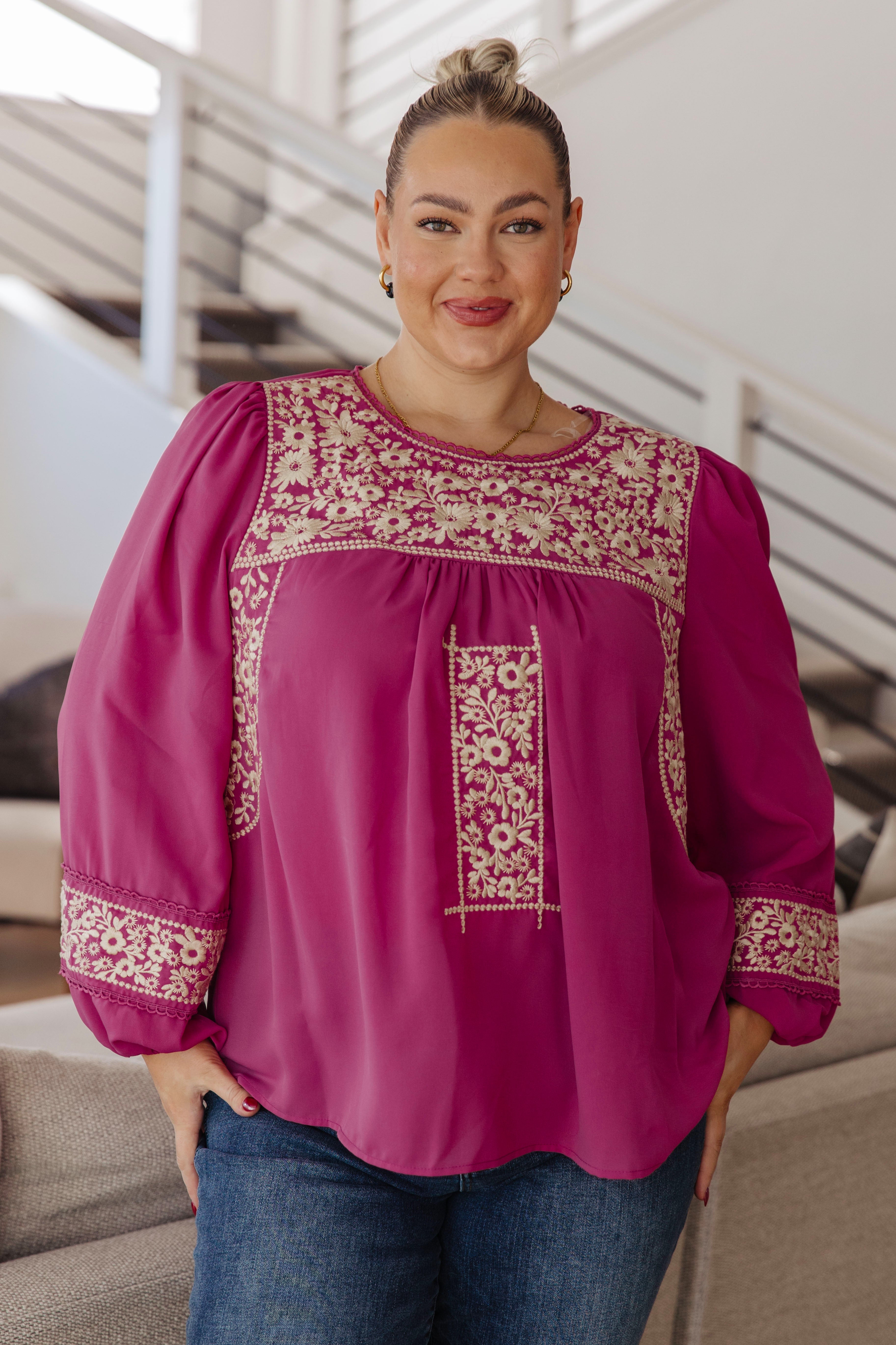 Rodeo Queen Embroidered Blouse - Charming Charlie