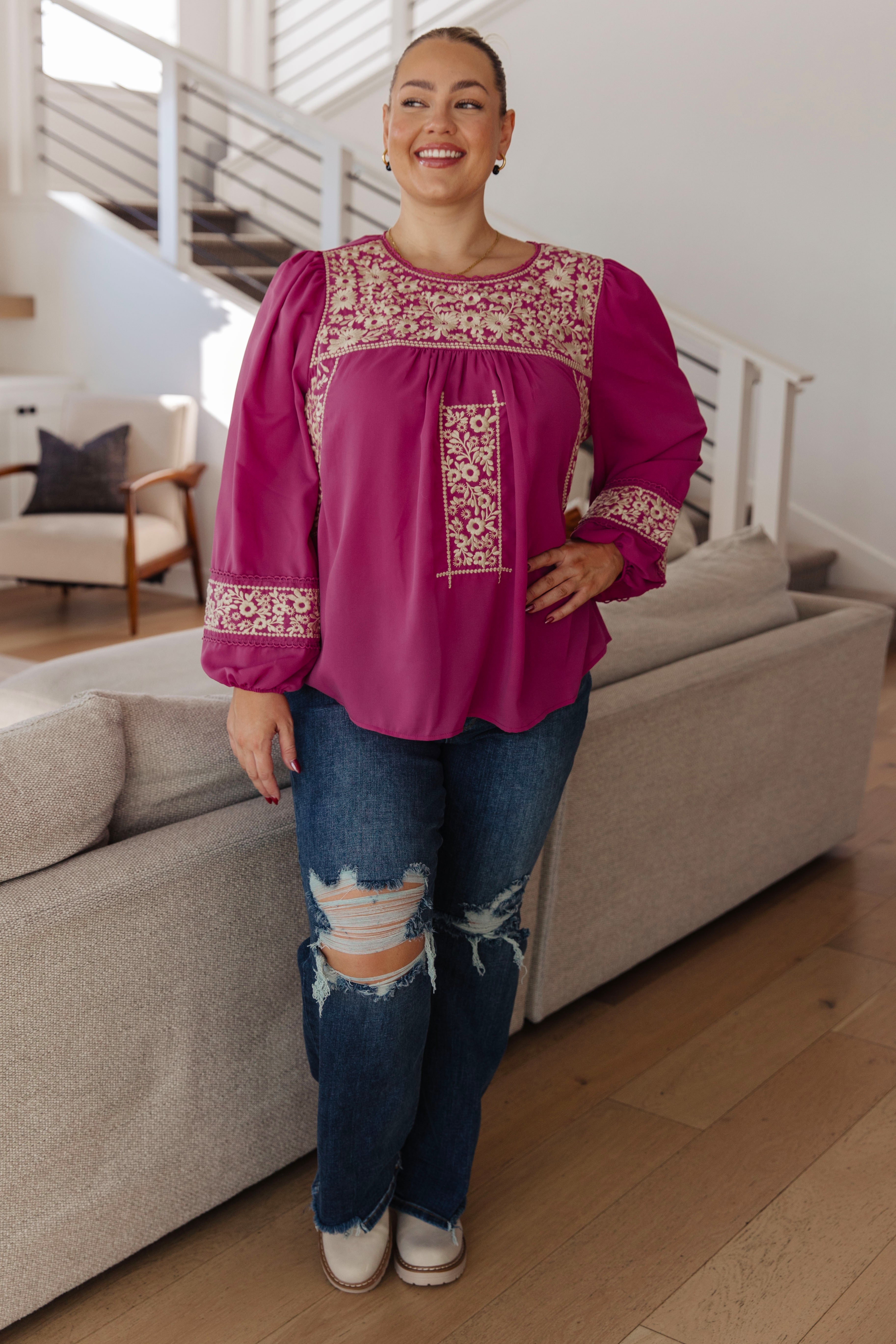 Rodeo Queen Embroidered Blouse - Charming Charlie