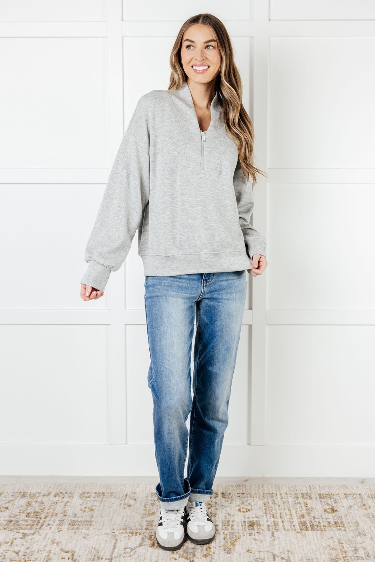 Rogue Runner Half Zip Jacket in Heather Grey - Charming Charlie