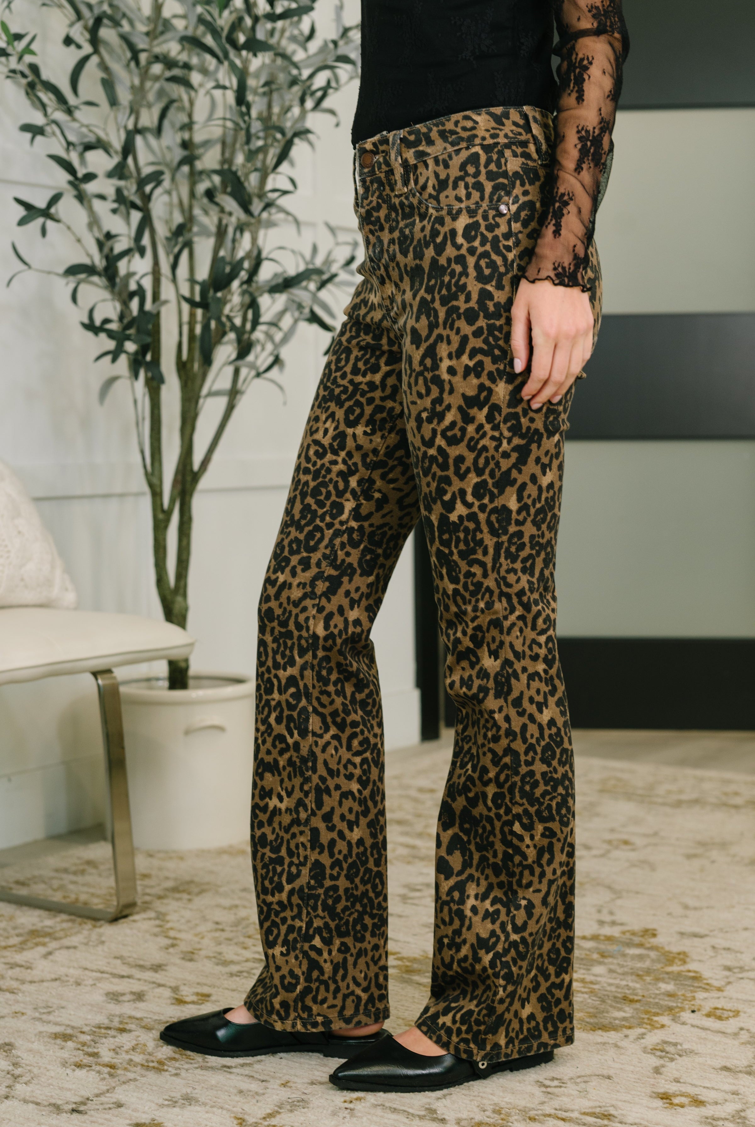 Roxy High Waist Bootcut Leopard Print - Charming Charlie