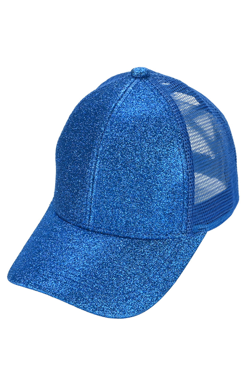Royal C.C Glitter Mesh Back Criss-Cross Ponytail Cap features a glitter mesh back and criss-cross design, perfect for adding a touch of sparkle to any outfit. Its unique design allows for comfortable and secure wear while keeping your ponytail in place. A must-have accessory for any fashion-forward individual.
