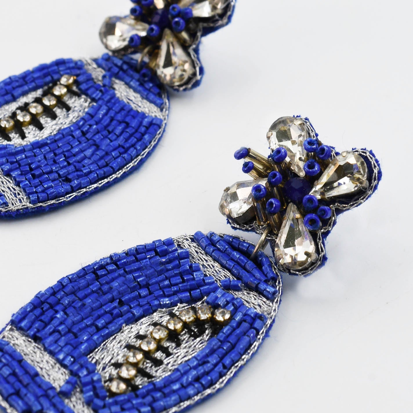 Royal Blue/Silver Football Earring S36 - Charming Charlie