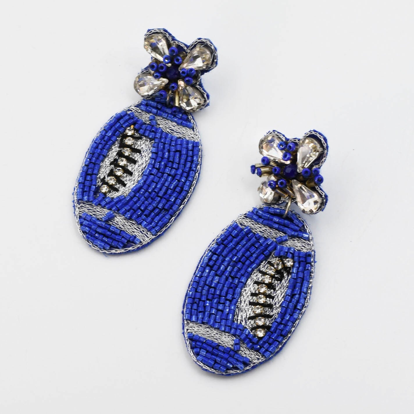 Royal Blue/Silver Football Earring S36 - Charming Charlie