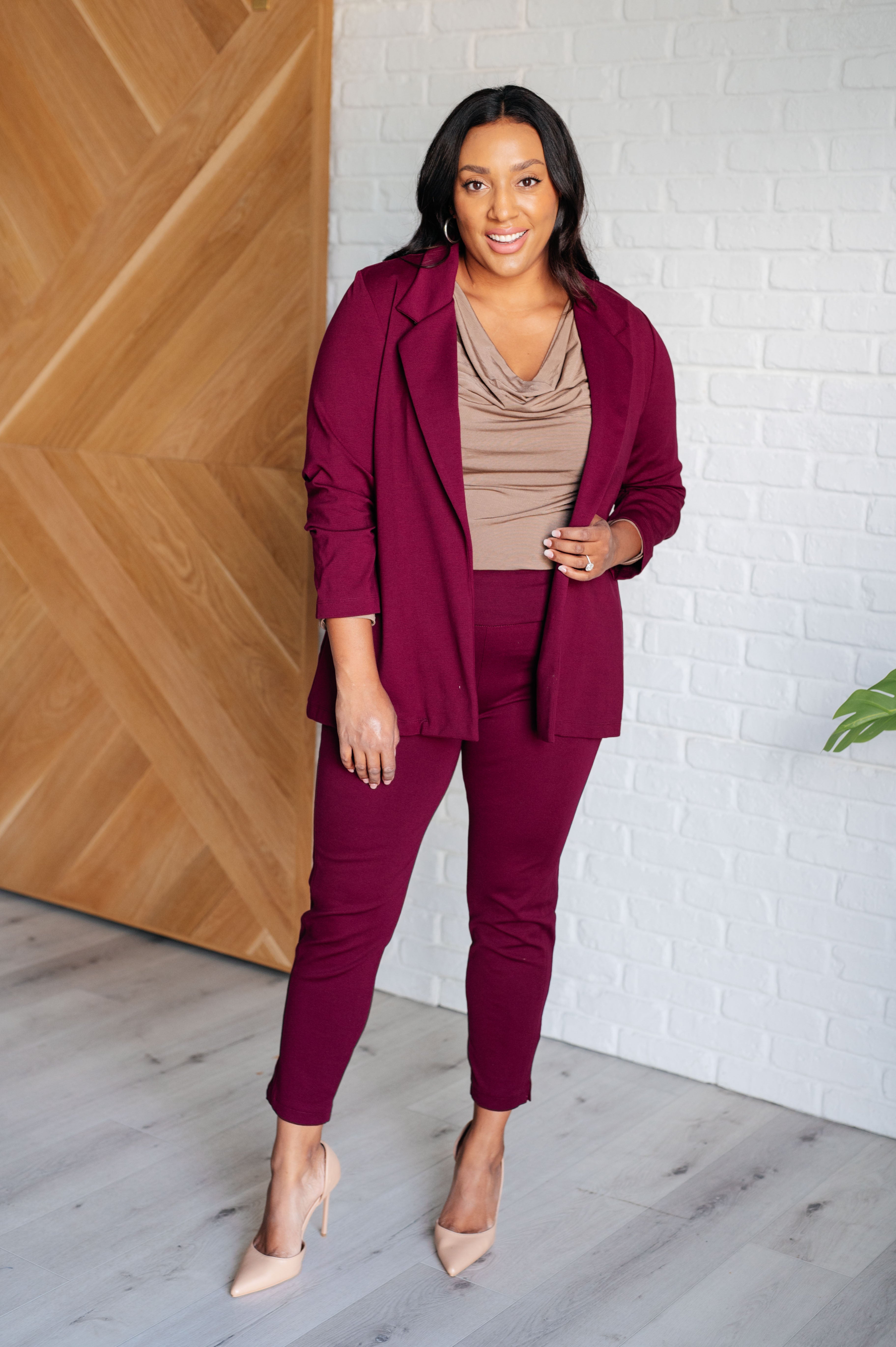 Magic 3/4 Blazer in Wine - Charming Charlie