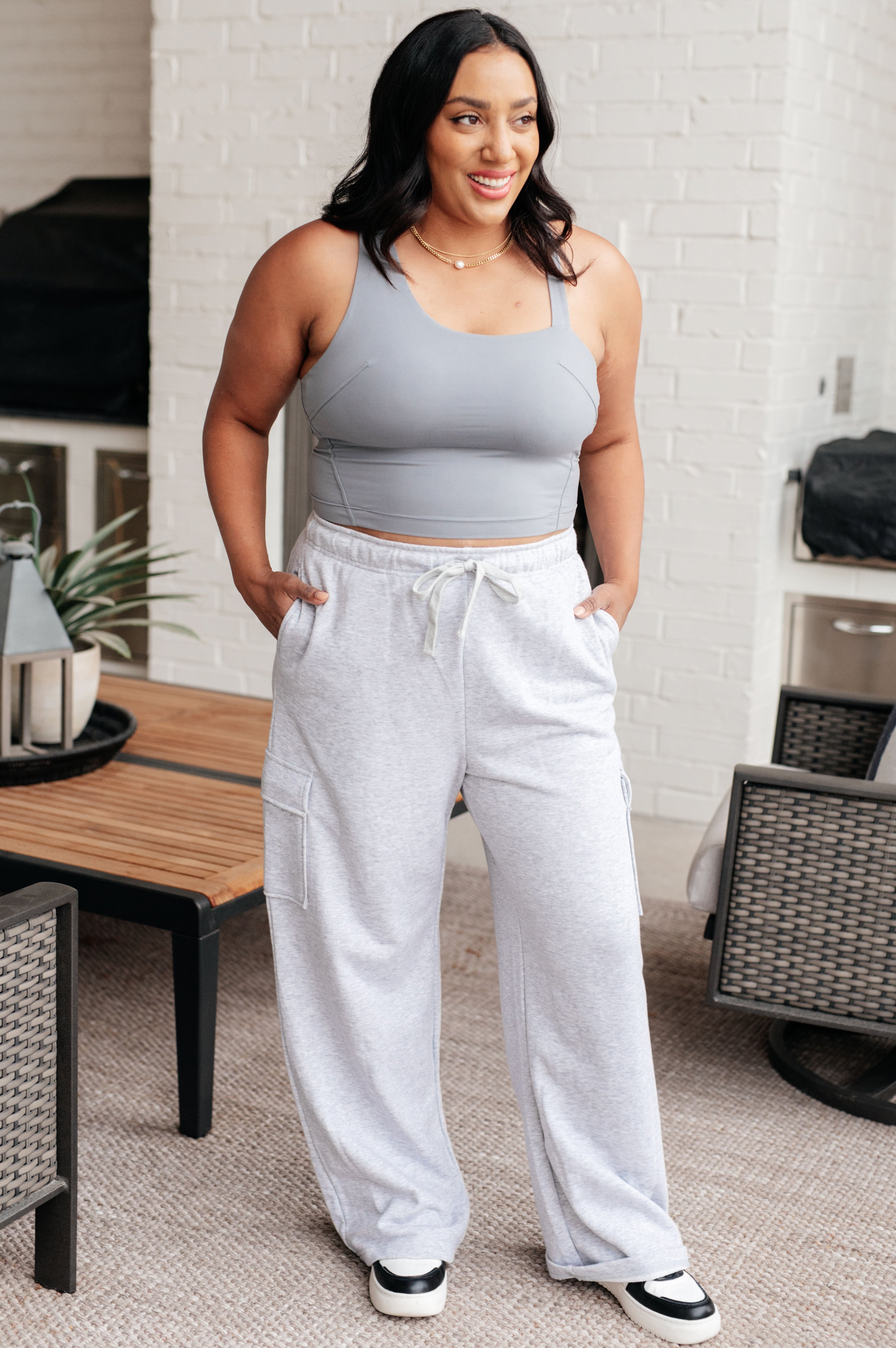 Run, Don't Walk Cargo Sweatpants in Grey - Charming Charlie
